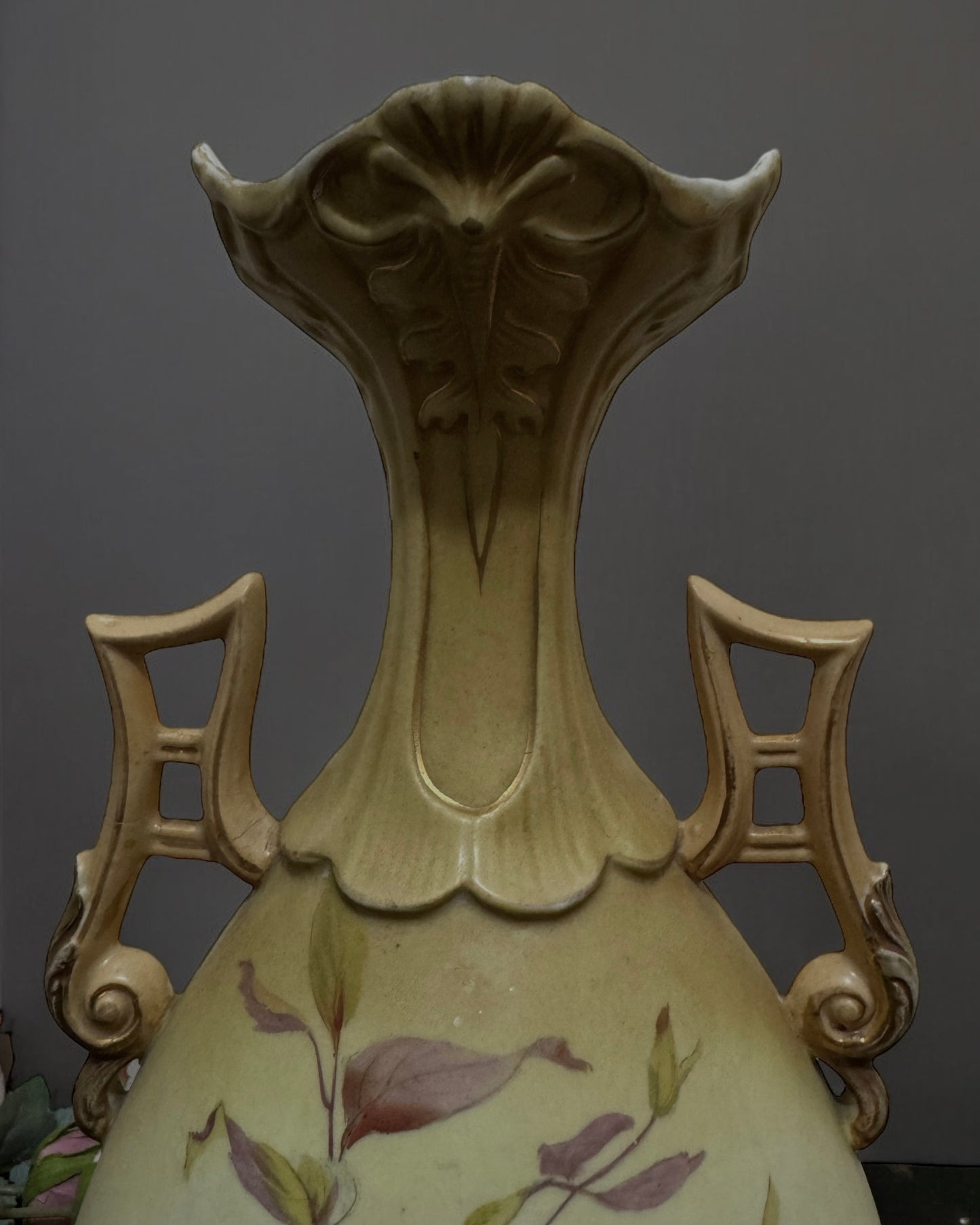 Antique Austrian Robert Hanke Porcelain Vase - Late Victorian/Early Art Nouveau, Hand-painted, circa 1900