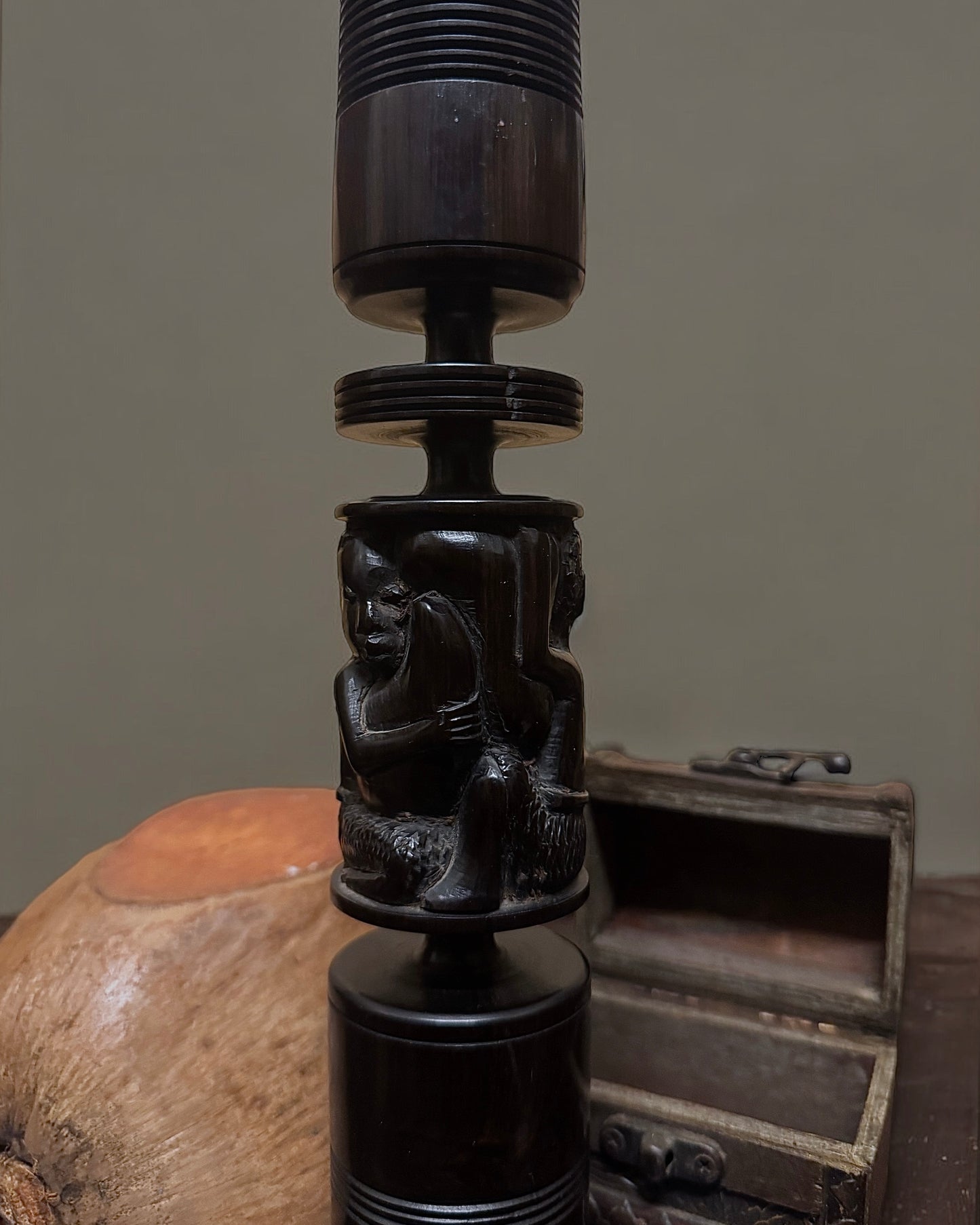 Hand-Carved African Ebony Candle Holder