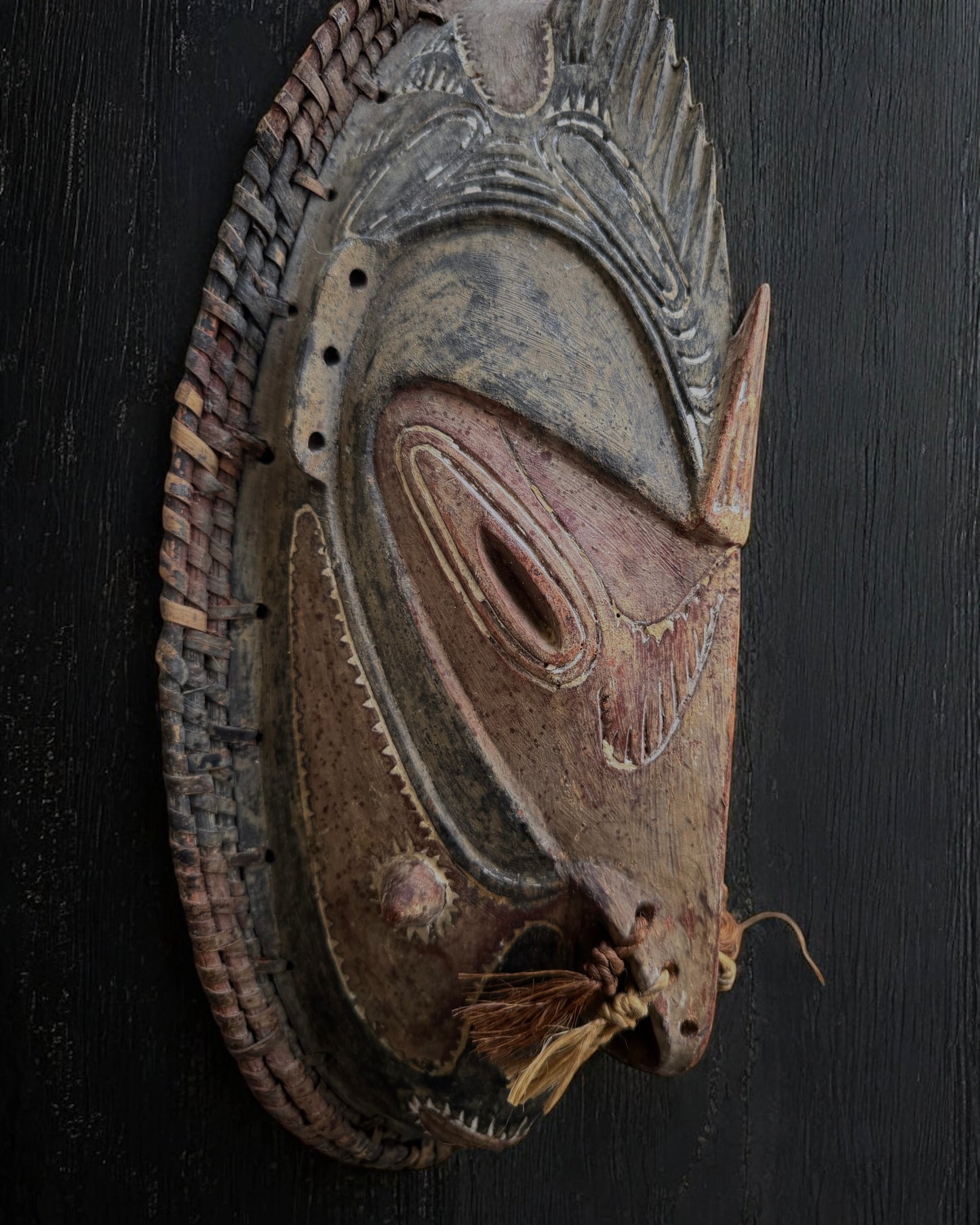 African Papua New Guinea Wooden Ceremonial Mask
