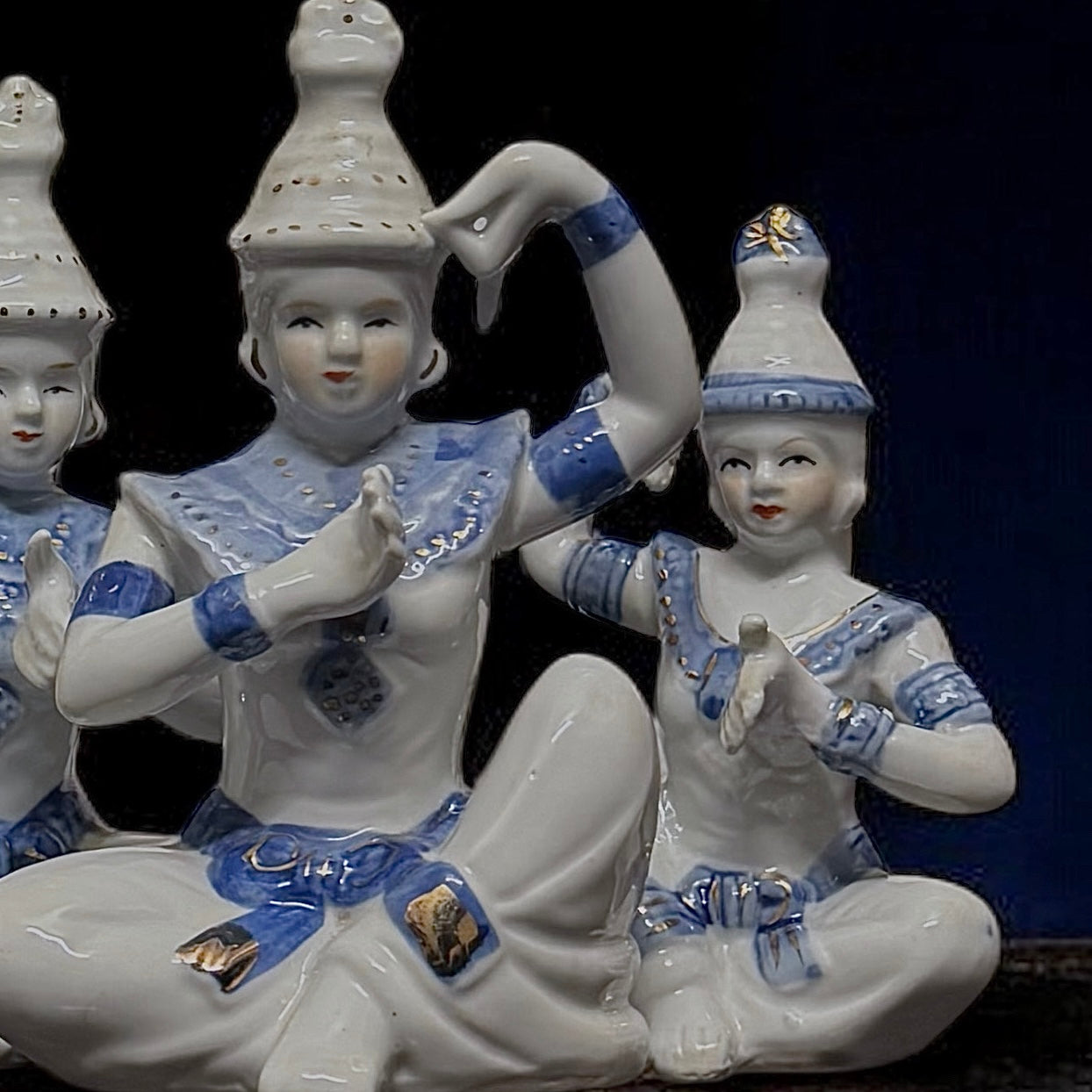 Vintage Porcelain Thai Temple Dancer Figurines
