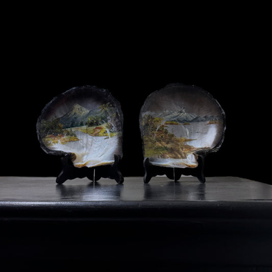 Antique 19th Century Hand-Painted Mother of Pearl Shells - Lake Taupō