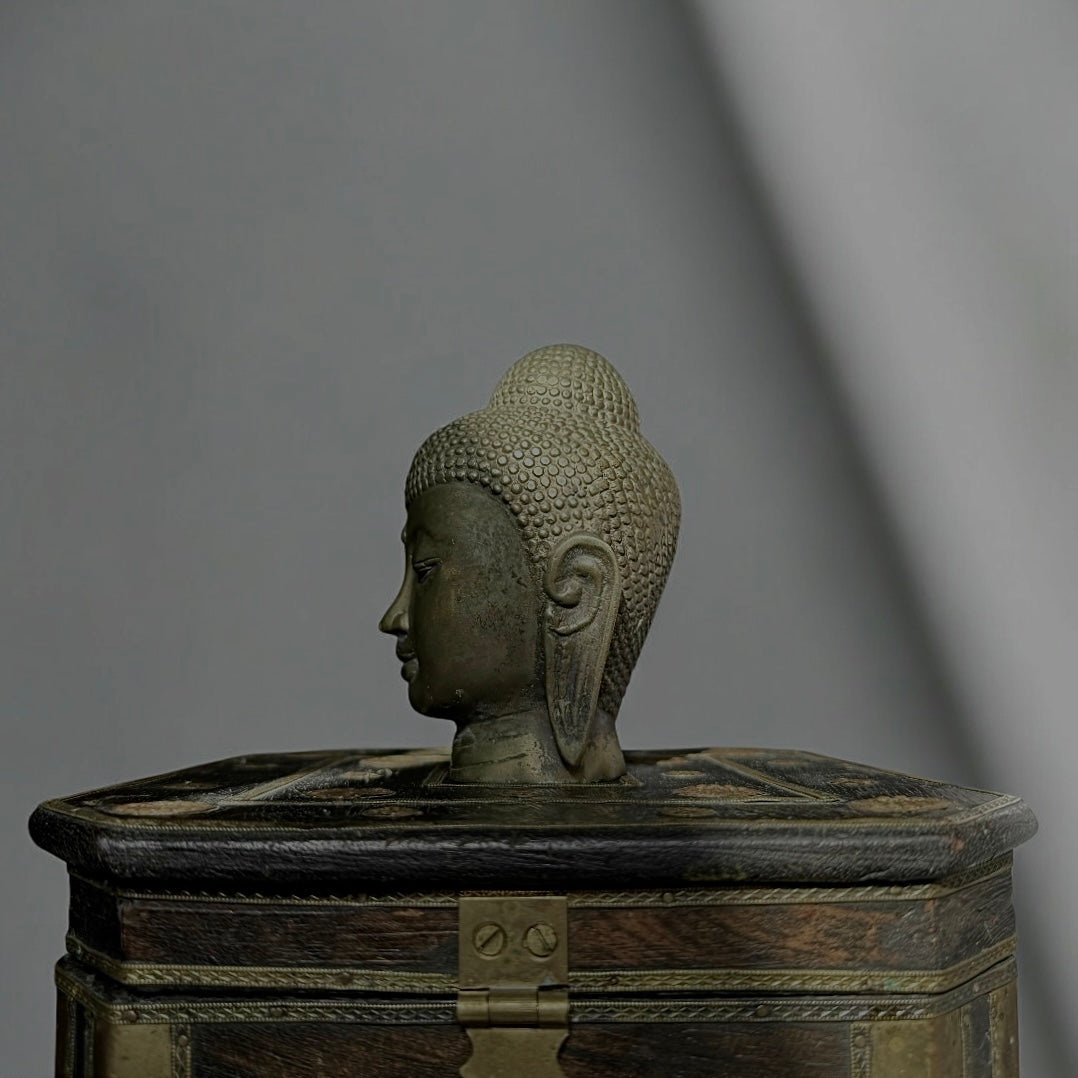 Antique Tibetan Bronze Buddha Head