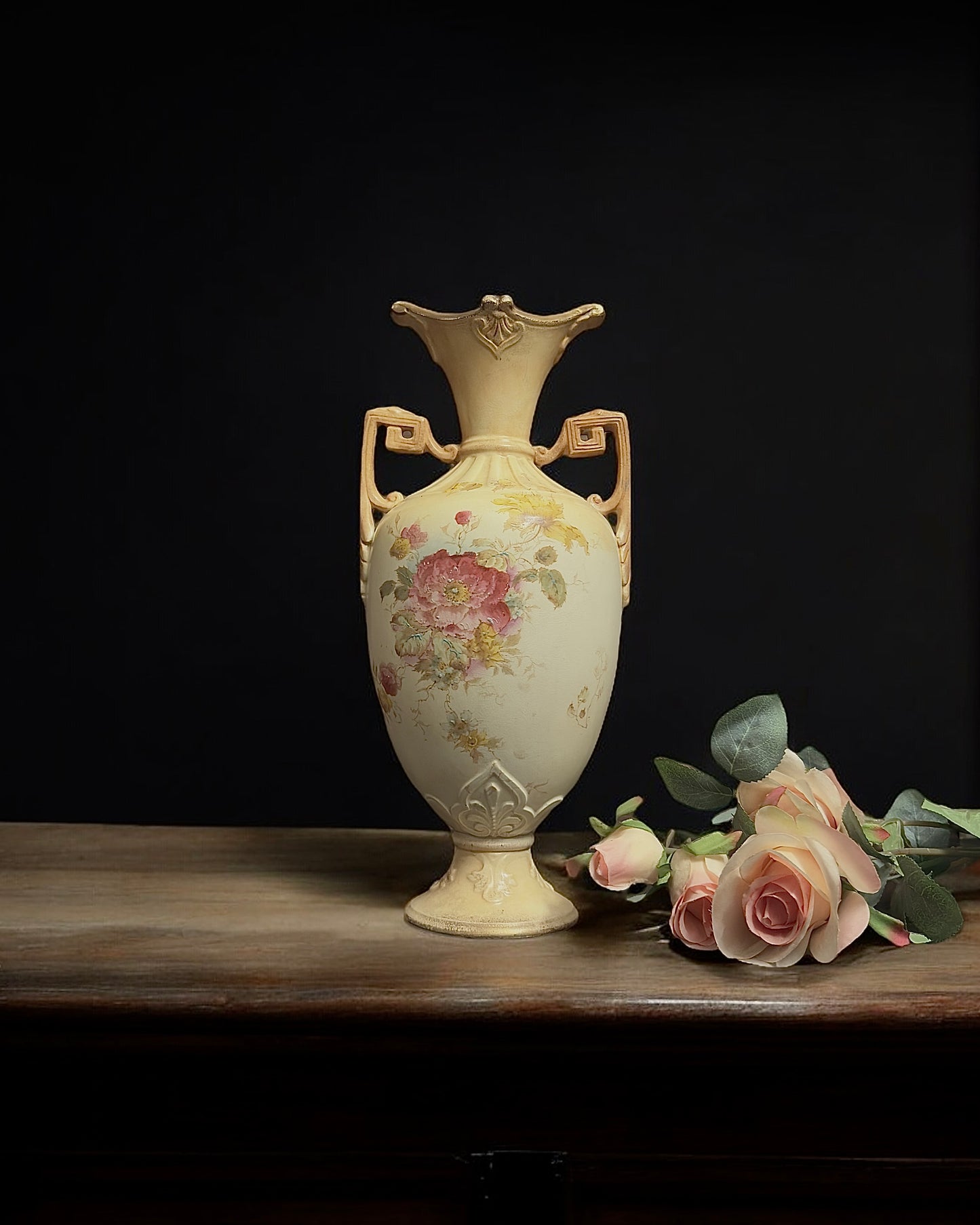 19th Century Victorian Hand-Painted Earthenware English Vase, c.1870-1890