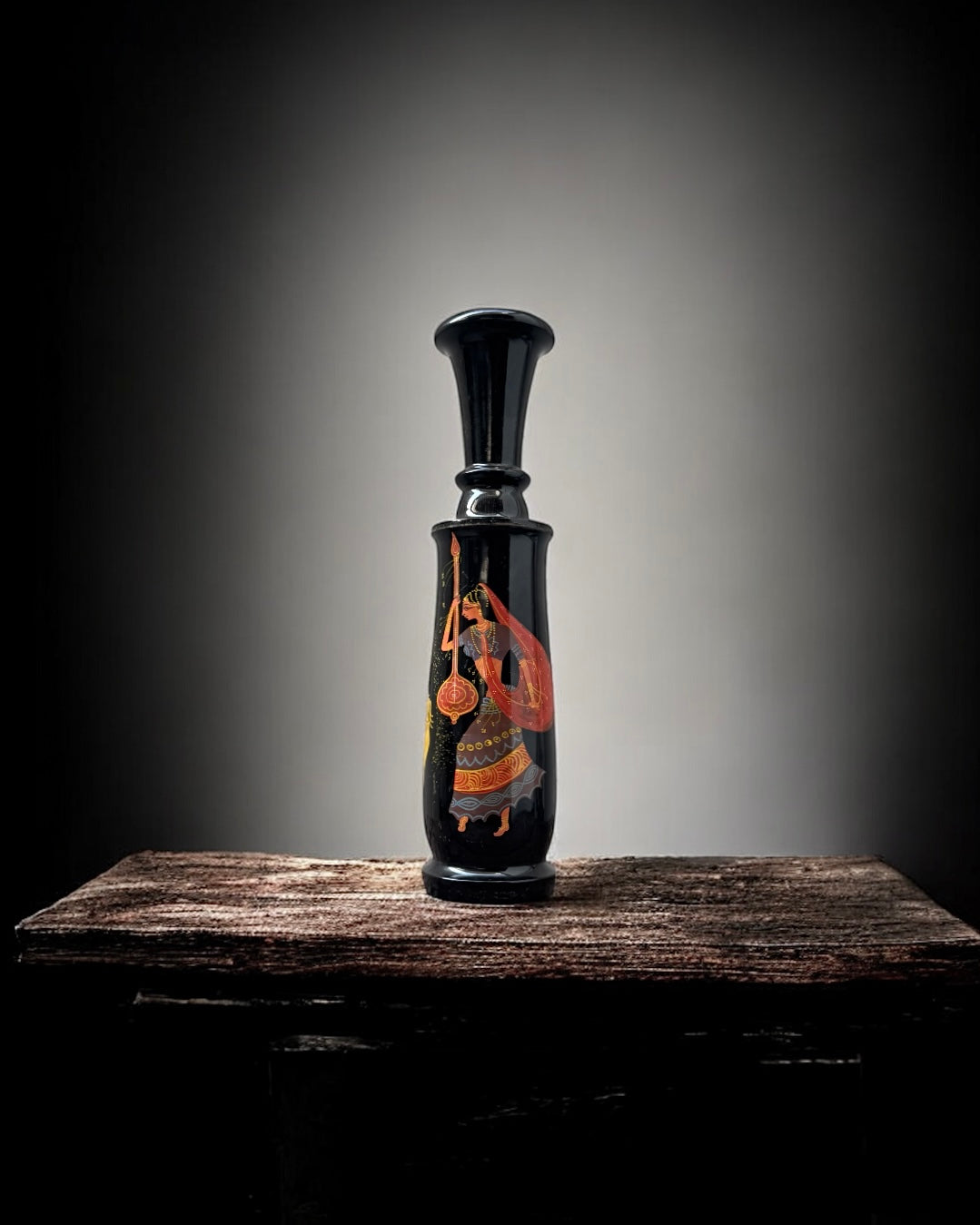 Hand-painted Indian Wooden Vase