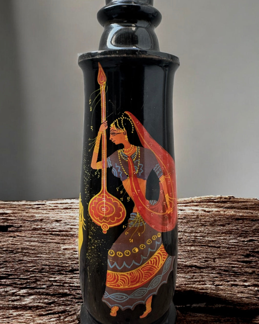 Hand-painted Indian Wooden Vase