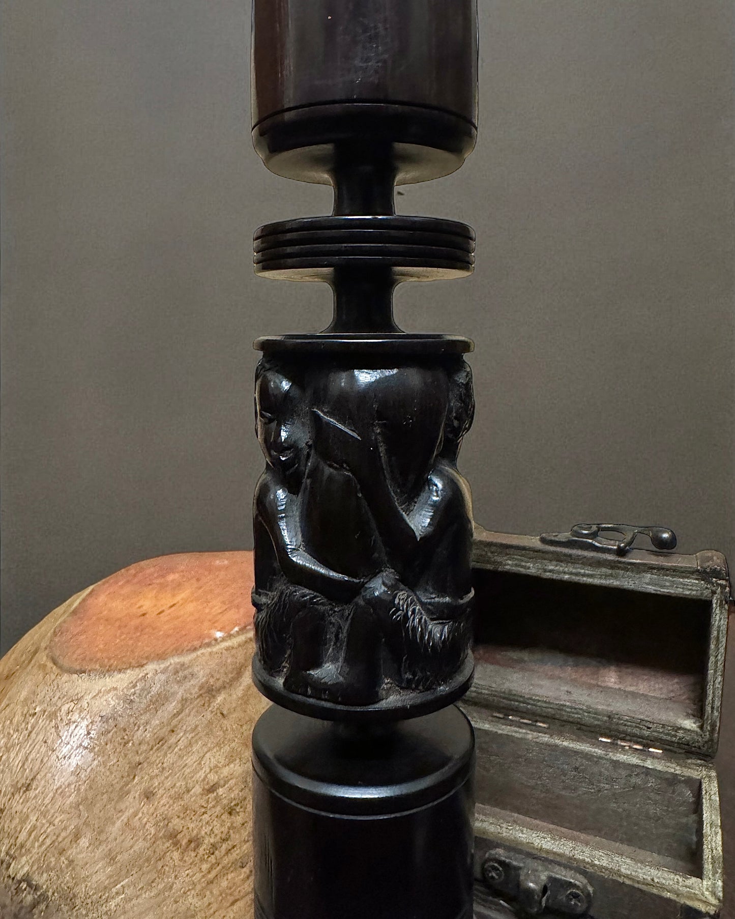 Hand-Carved African Ebony Candle Holder