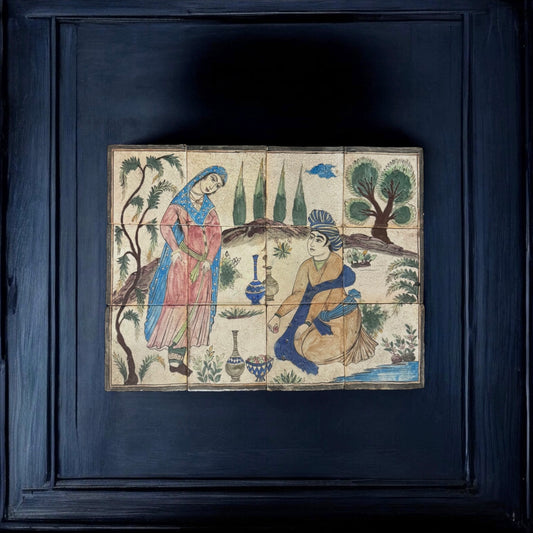 19th Century Persian Qajar Dynasty Pictorial Tile Set (12 Tiles) – Exceptionally Rare, Handmade & Hand-painted, Iran, mid-19th century