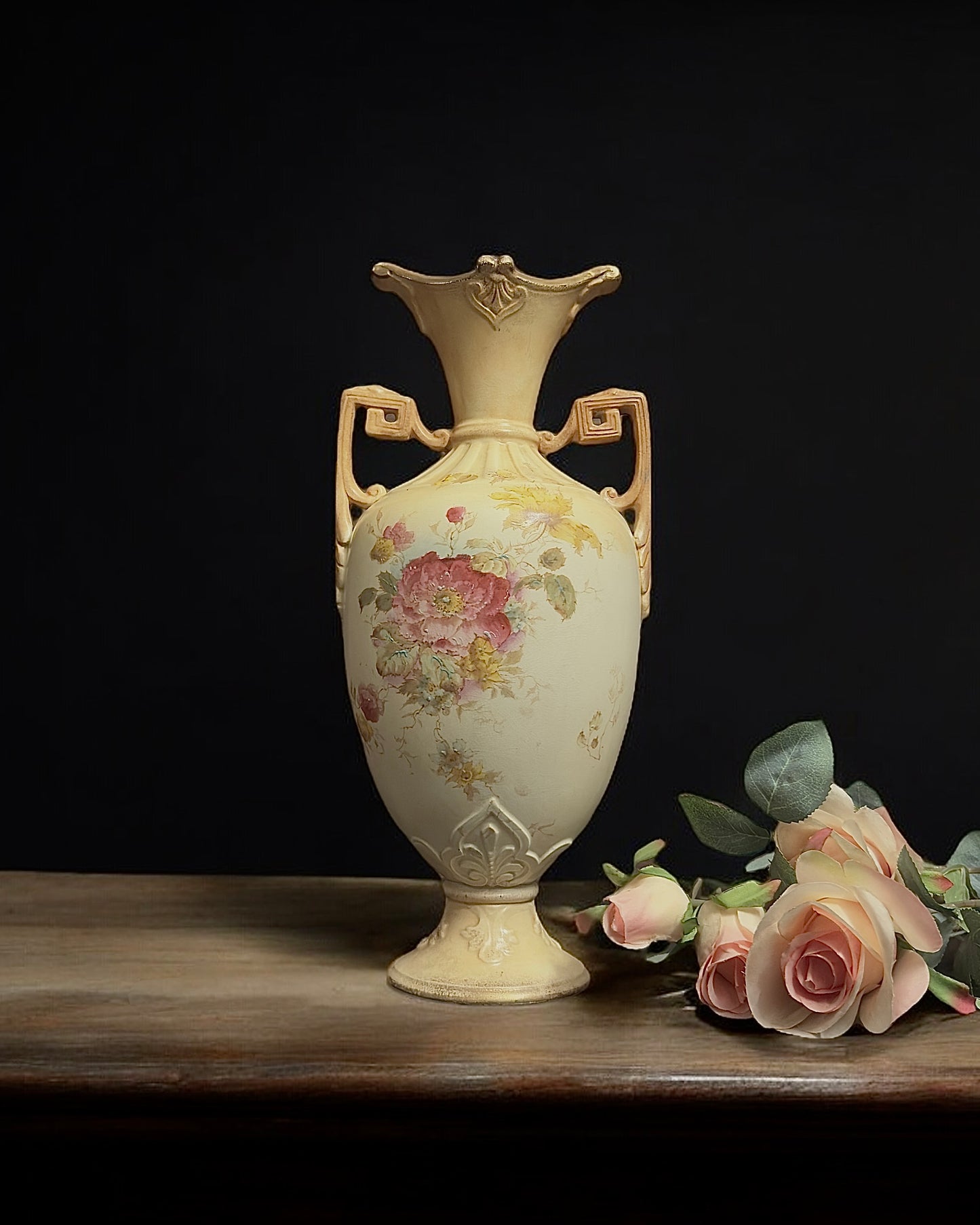 19th Century Victorian Hand-Painted Earthenware English Vase, c.1870-1890