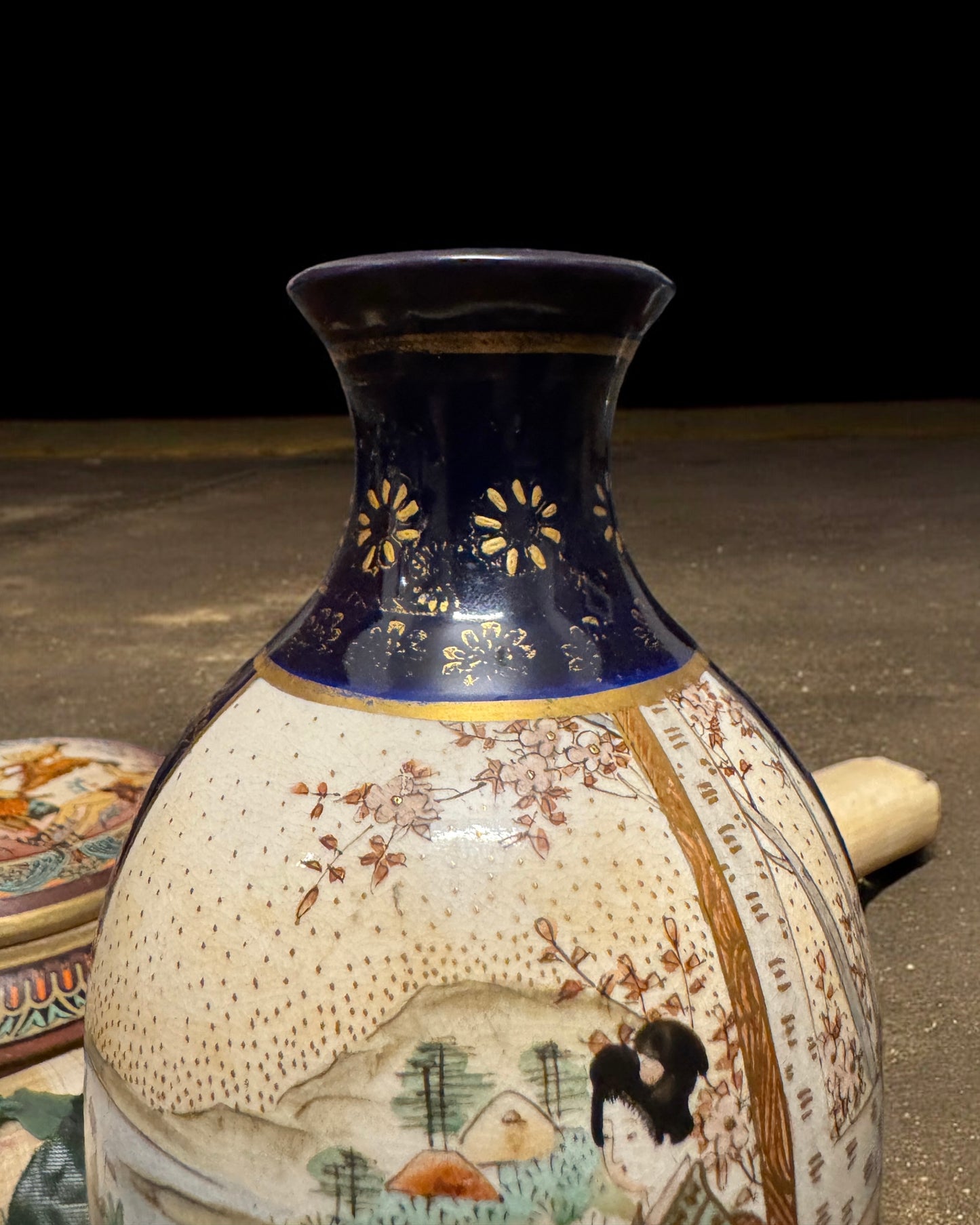 Signed Japanese Mini Satsuma Vase, Hand-Painted, Meiji Period (between 1880-1900)