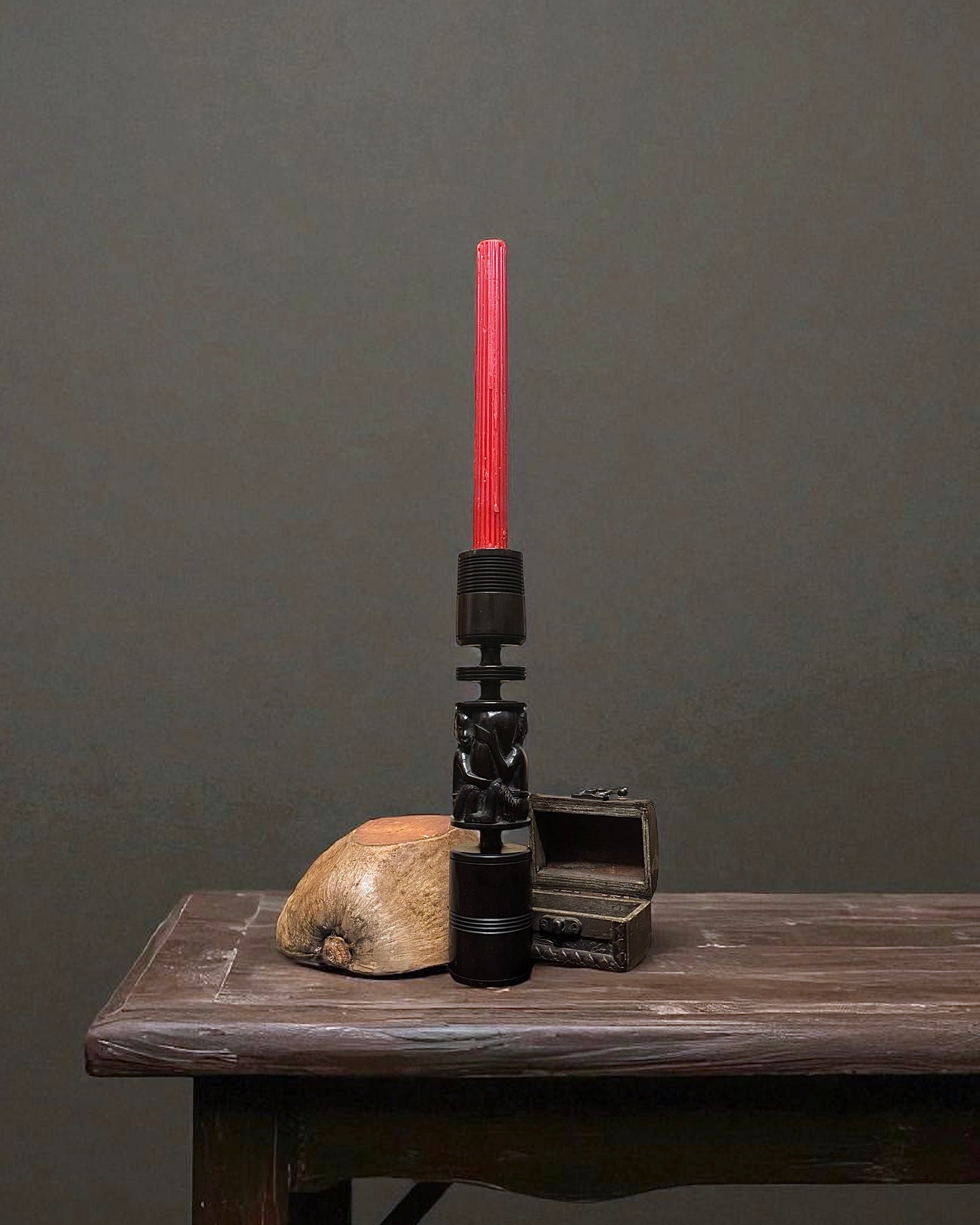 Hand-Carved African Ebony Candle Holder
