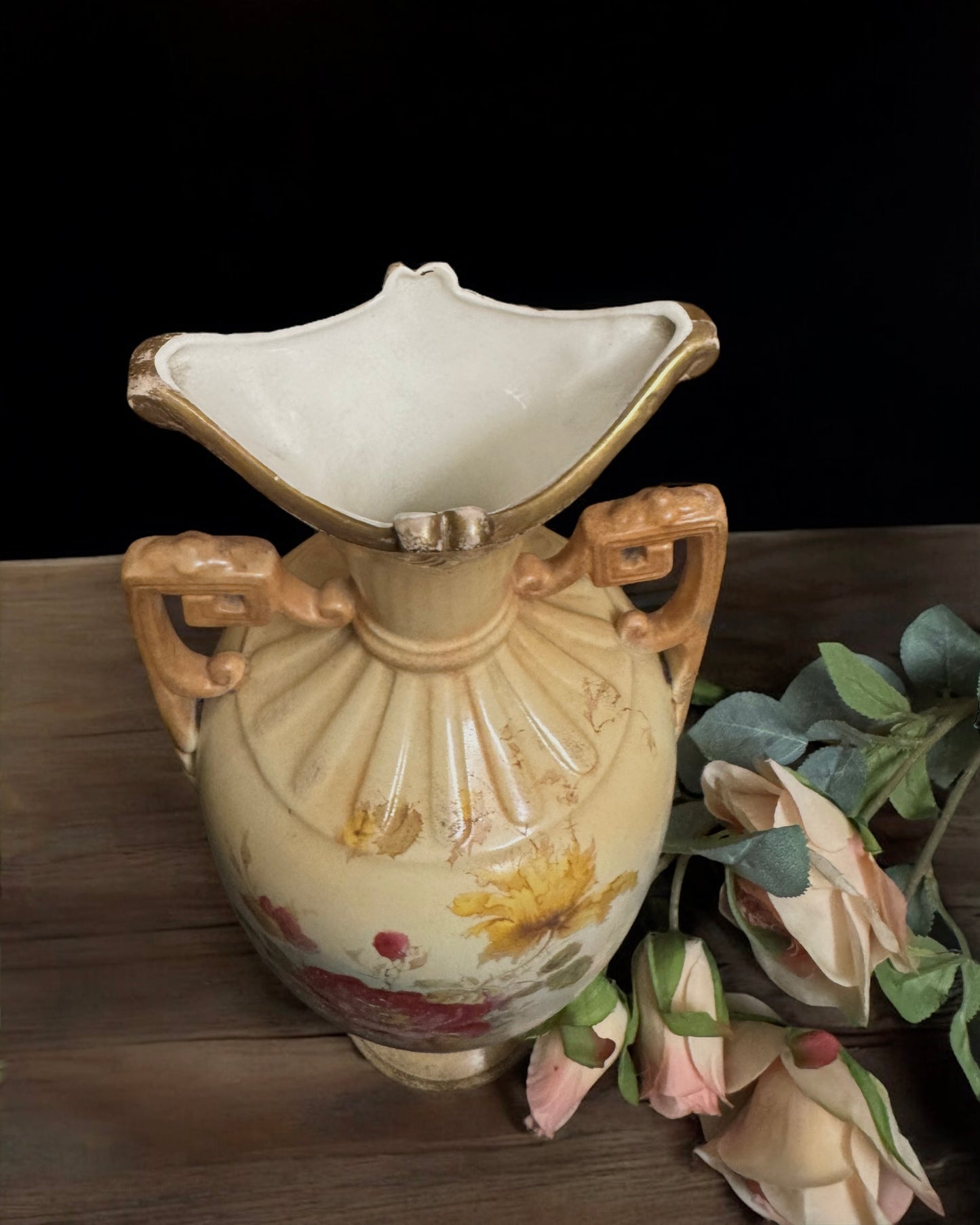 19th Century Victorian Hand-Painted Earthenware English Vase, c.1870-1890