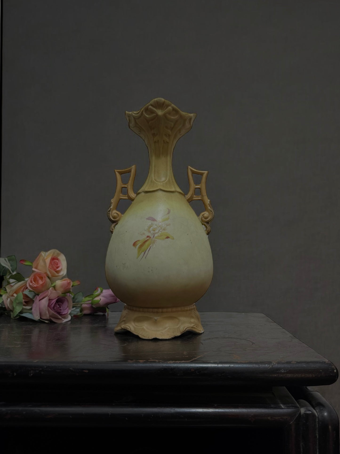 Antique Austrian Robert Hanke Porcelain Vase - Late Victorian/Early Art Nouveau, Hand-painted, circa 1900