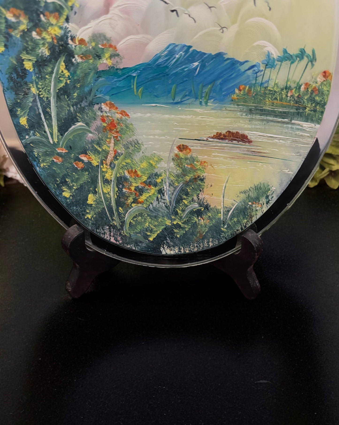 “Recuerdo de Tenerife” - Vintage Spanish Mirror Painting - Souvenir from Tenerife Island