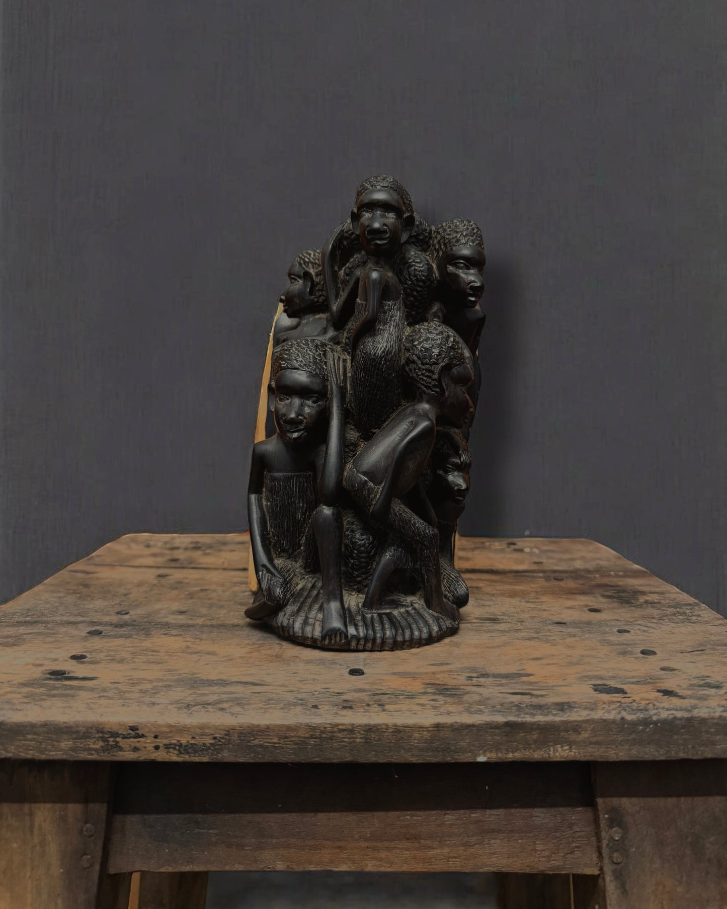 African Ebony “Tree of Life” Hand-Carved Sculpture