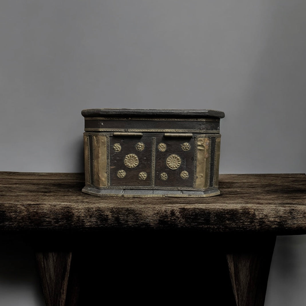 19th Century Himalayan Brass-Mounted Wooden Chest