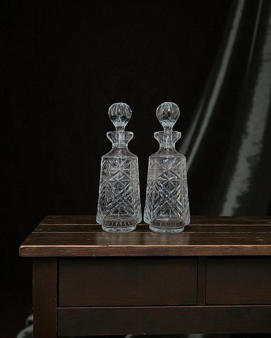 Vintage Hand-Cut Crystal Decanters (Pair)