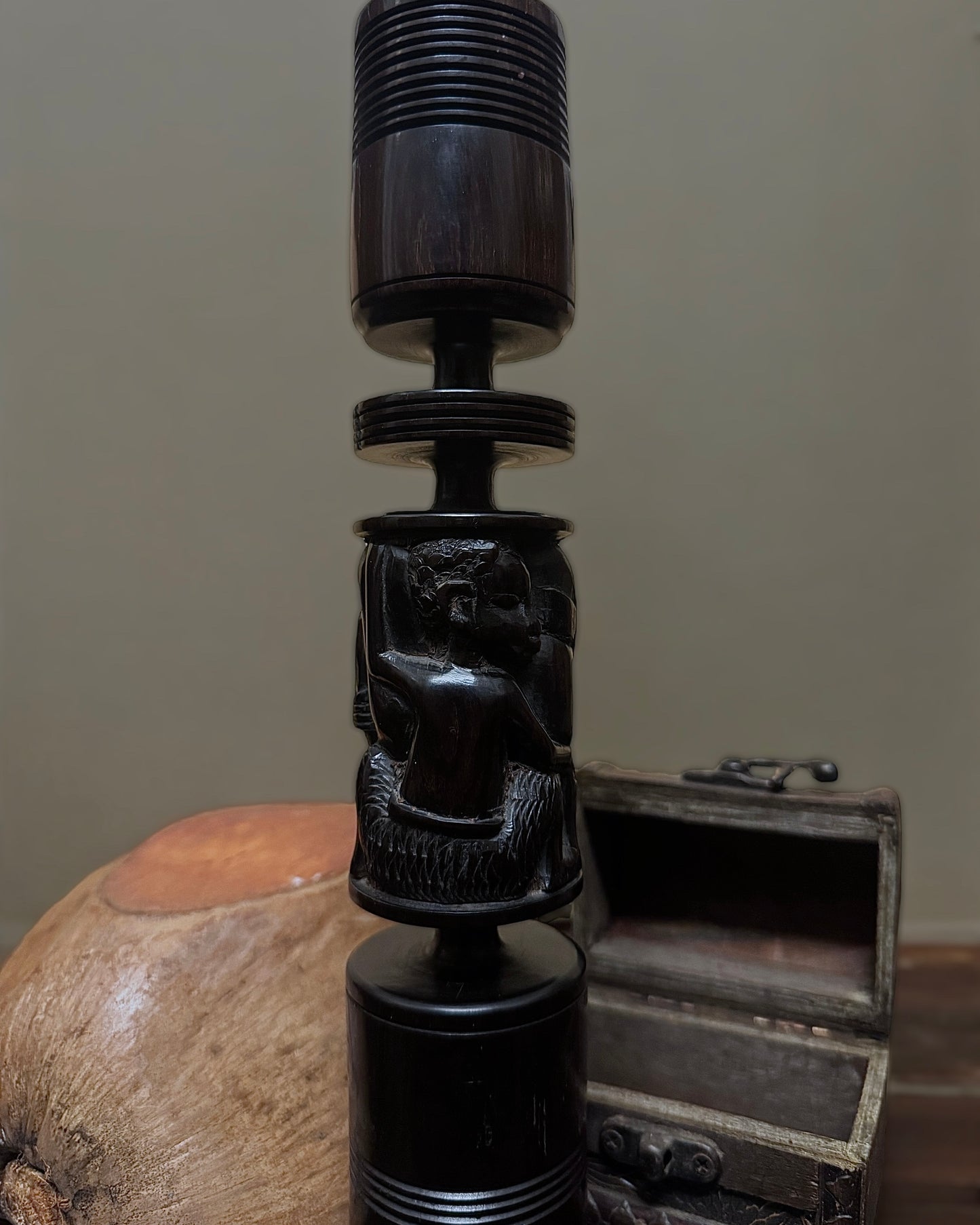 Hand-Carved African Ebony Candle Holder