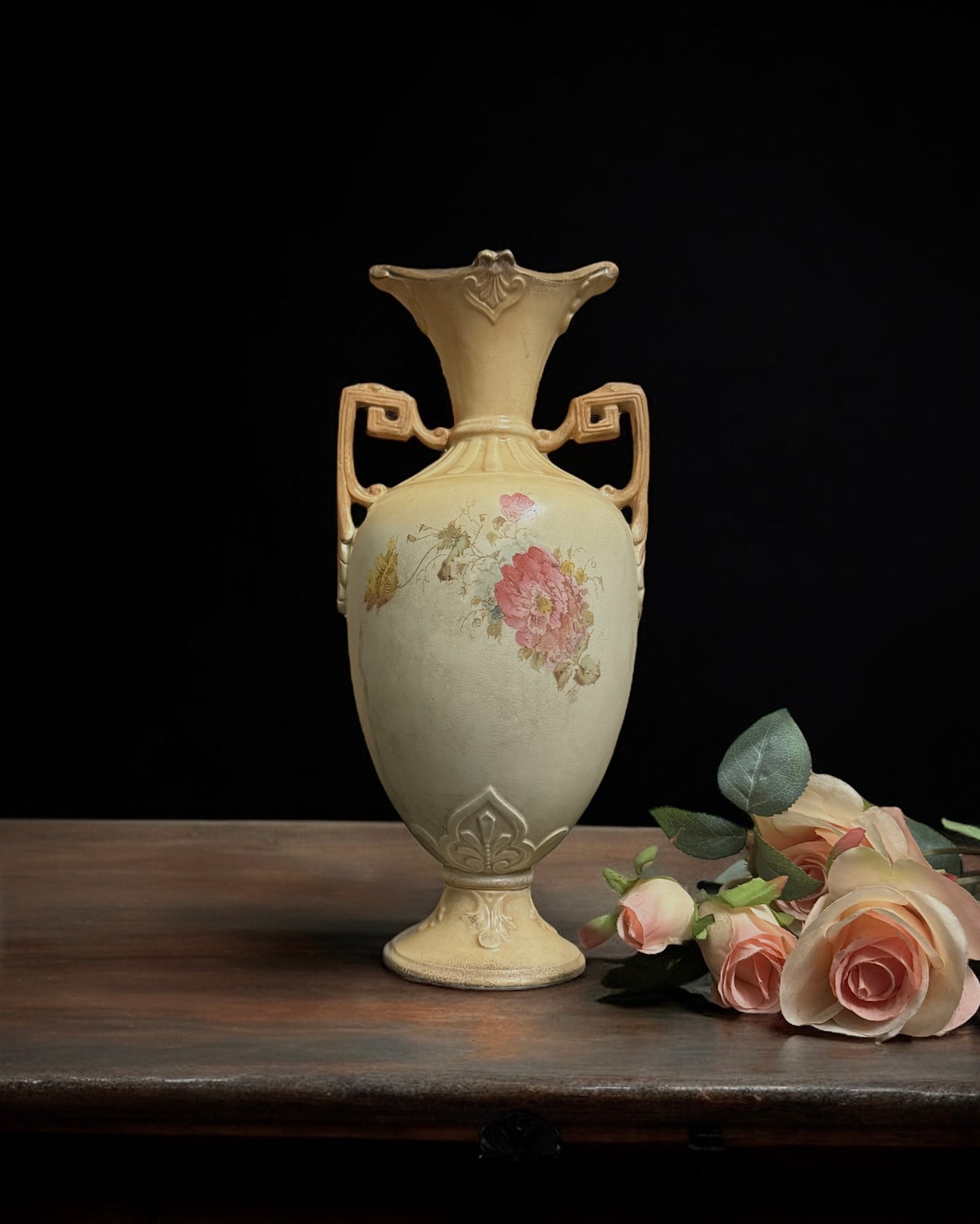 19th Century Victorian Hand-Painted Earthenware English Vase, c.1870-1890