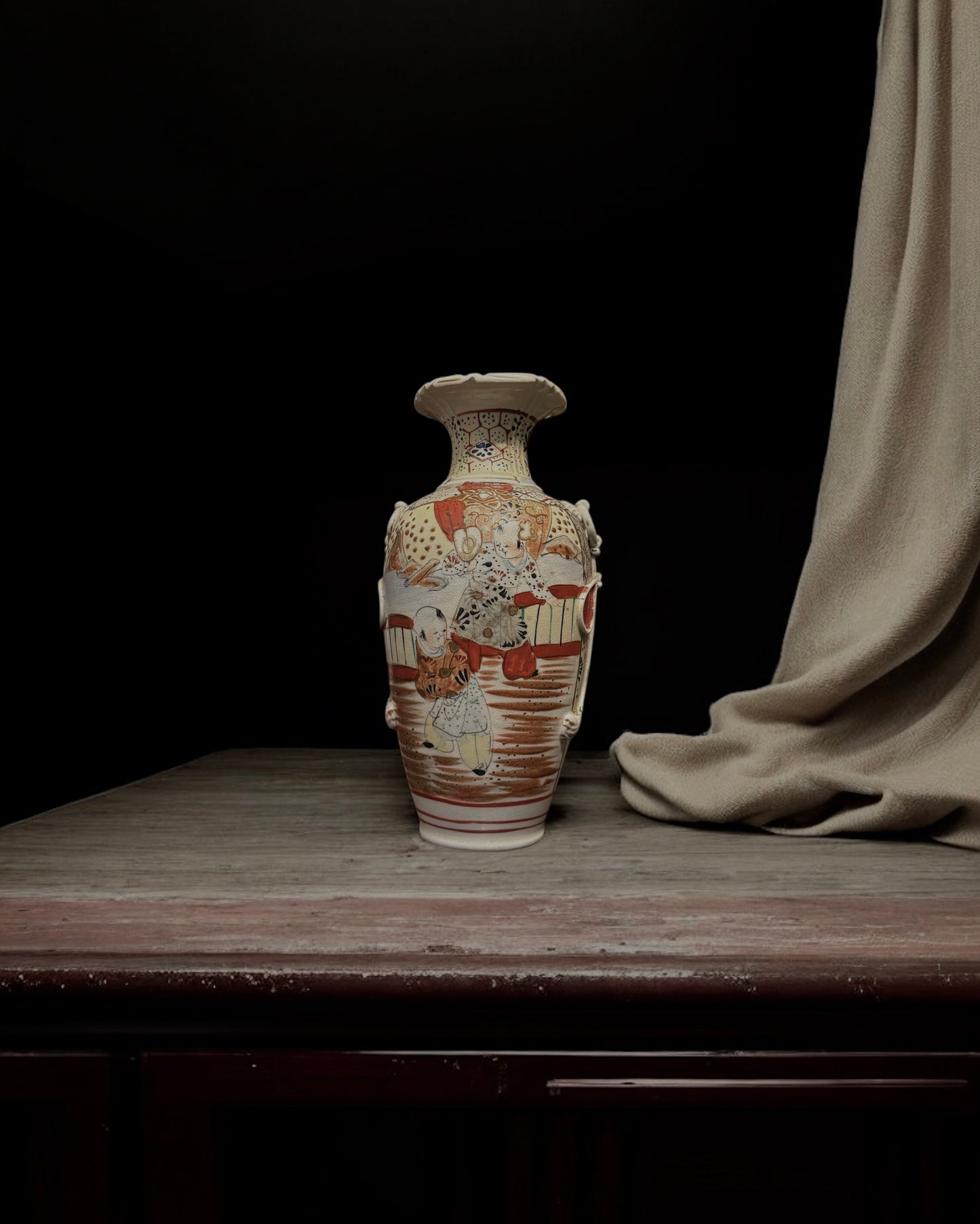 Signed Japanese Satsuma Vase - Meiji Period Late 19th Century (circa 1870-1890), Handmade/Hand-Painted