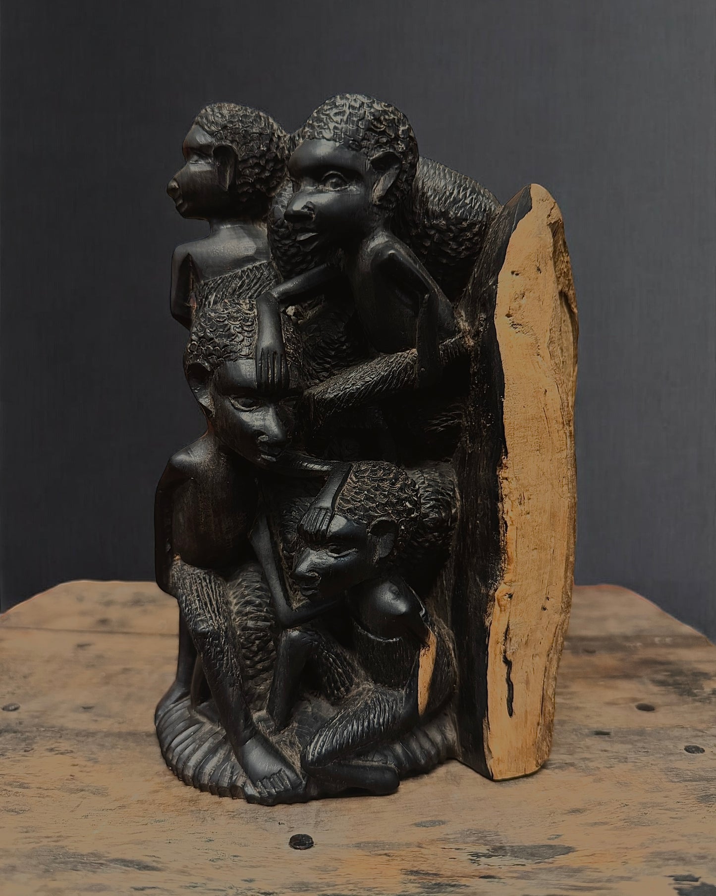 African Ebony “Tree of Life” Hand-Carved Sculpture