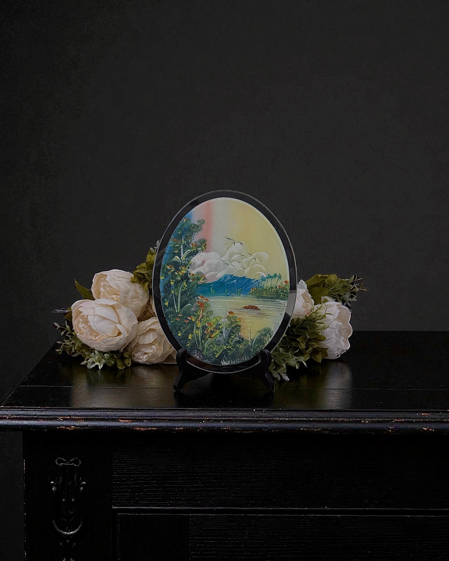 “Recuerdo de Tenerife” - Vintage Spanish Mirror Painting - Souvenir from Tenerife Island