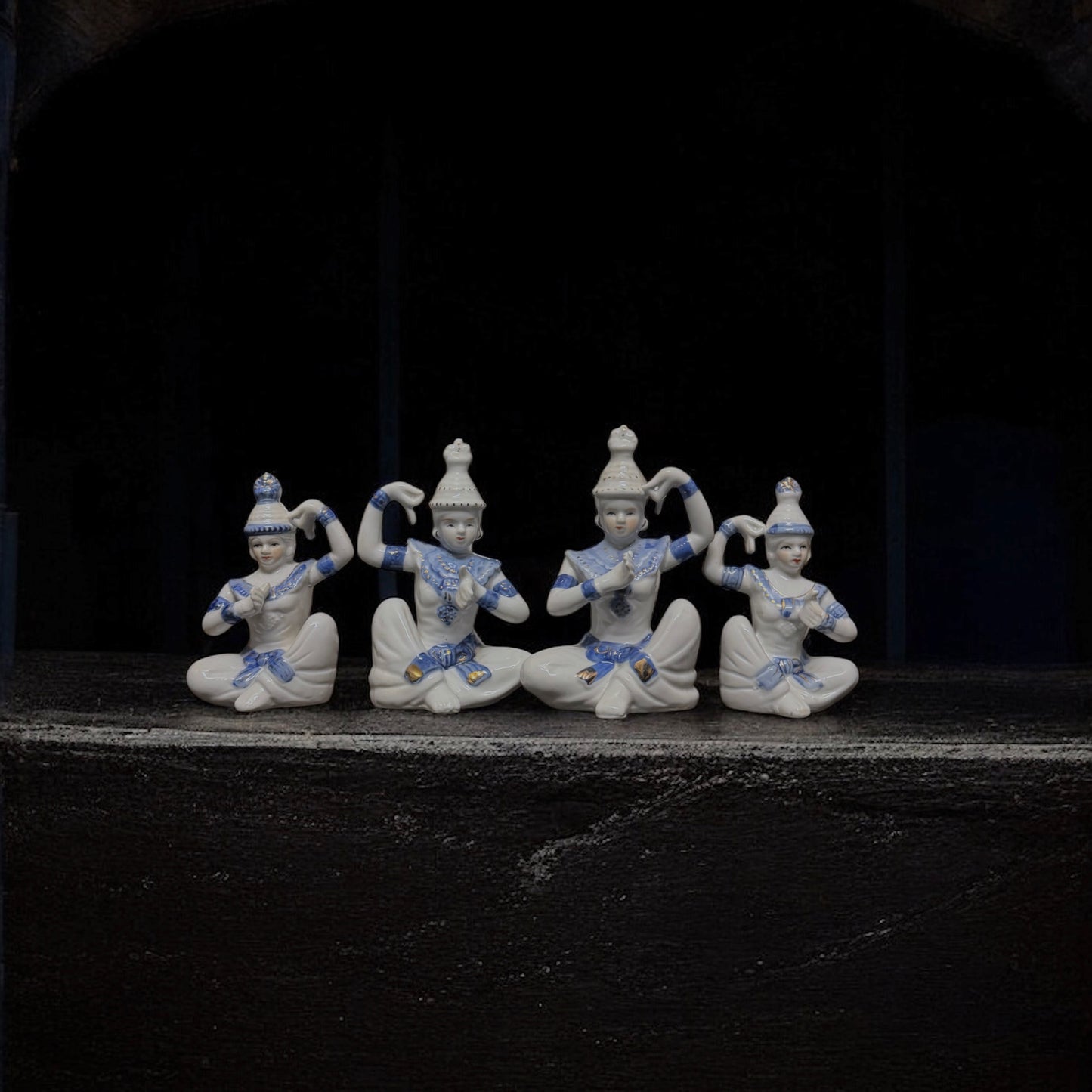 Vintage Porcelain Thai Temple Dancer Figurines