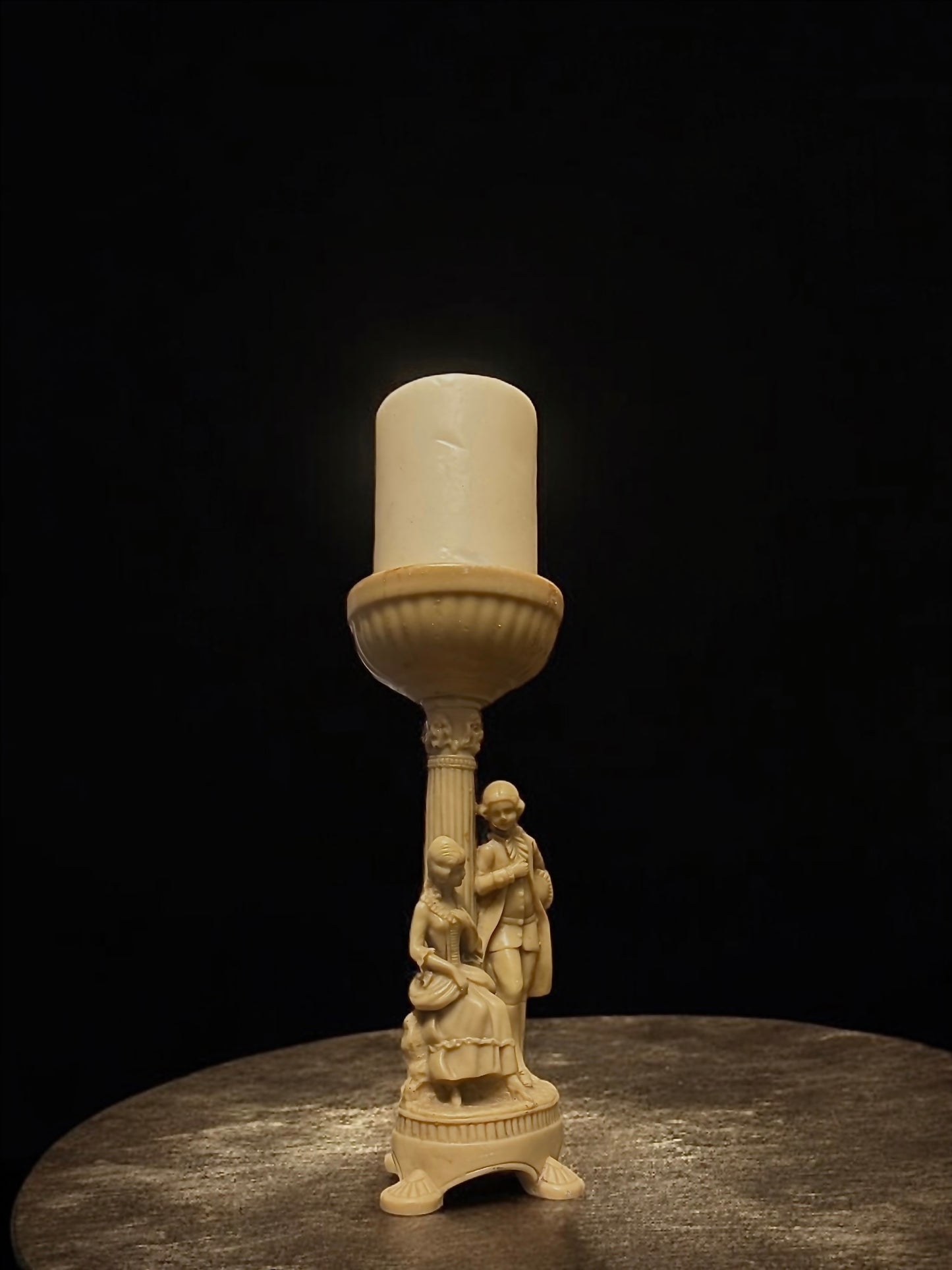 Mid-Century European Figural Resin Candle Holder