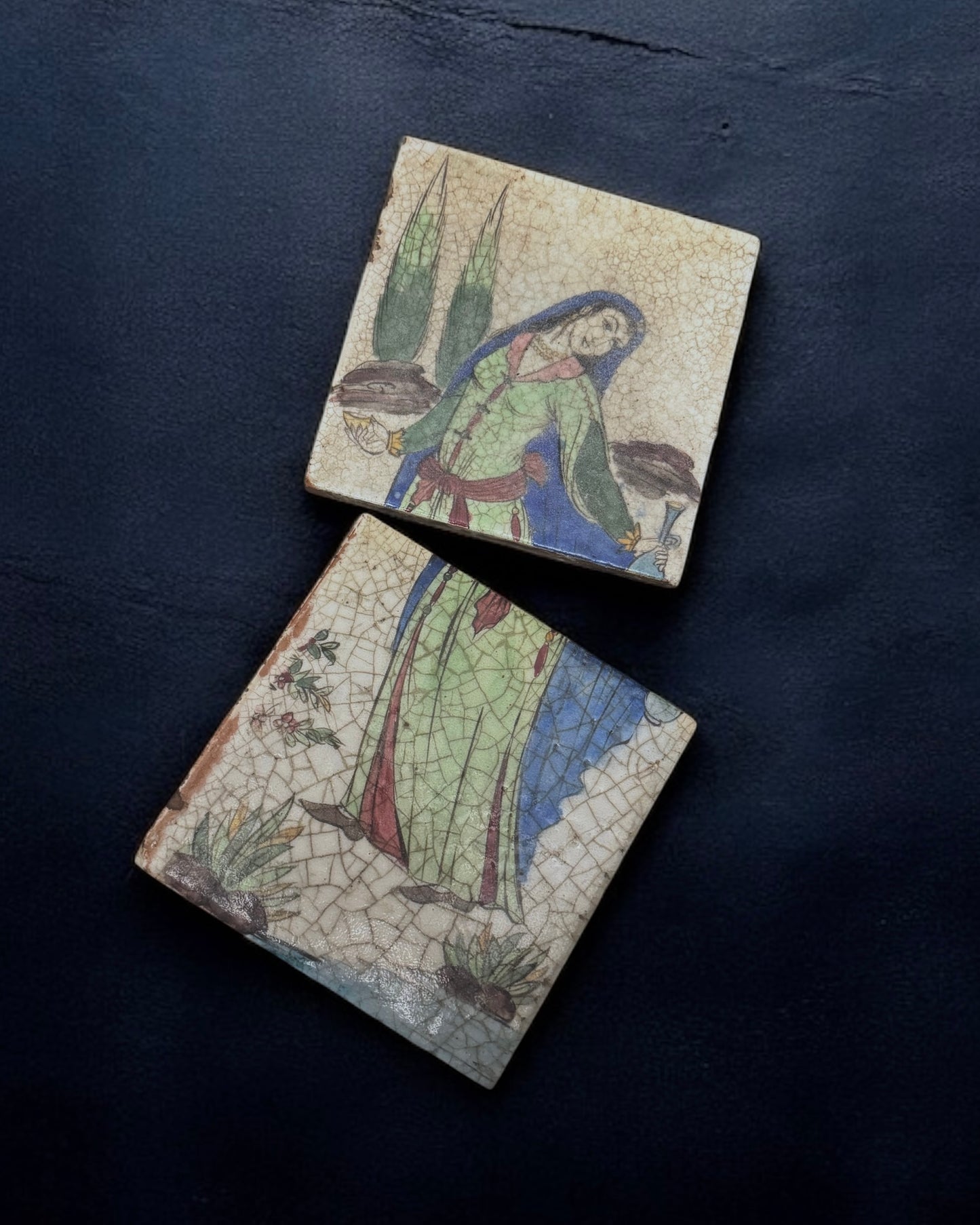 19th Century Persian Qajar Dynasty Pictorial Tile Set - Handmade & Hand-painted, Iran, mid-19th century