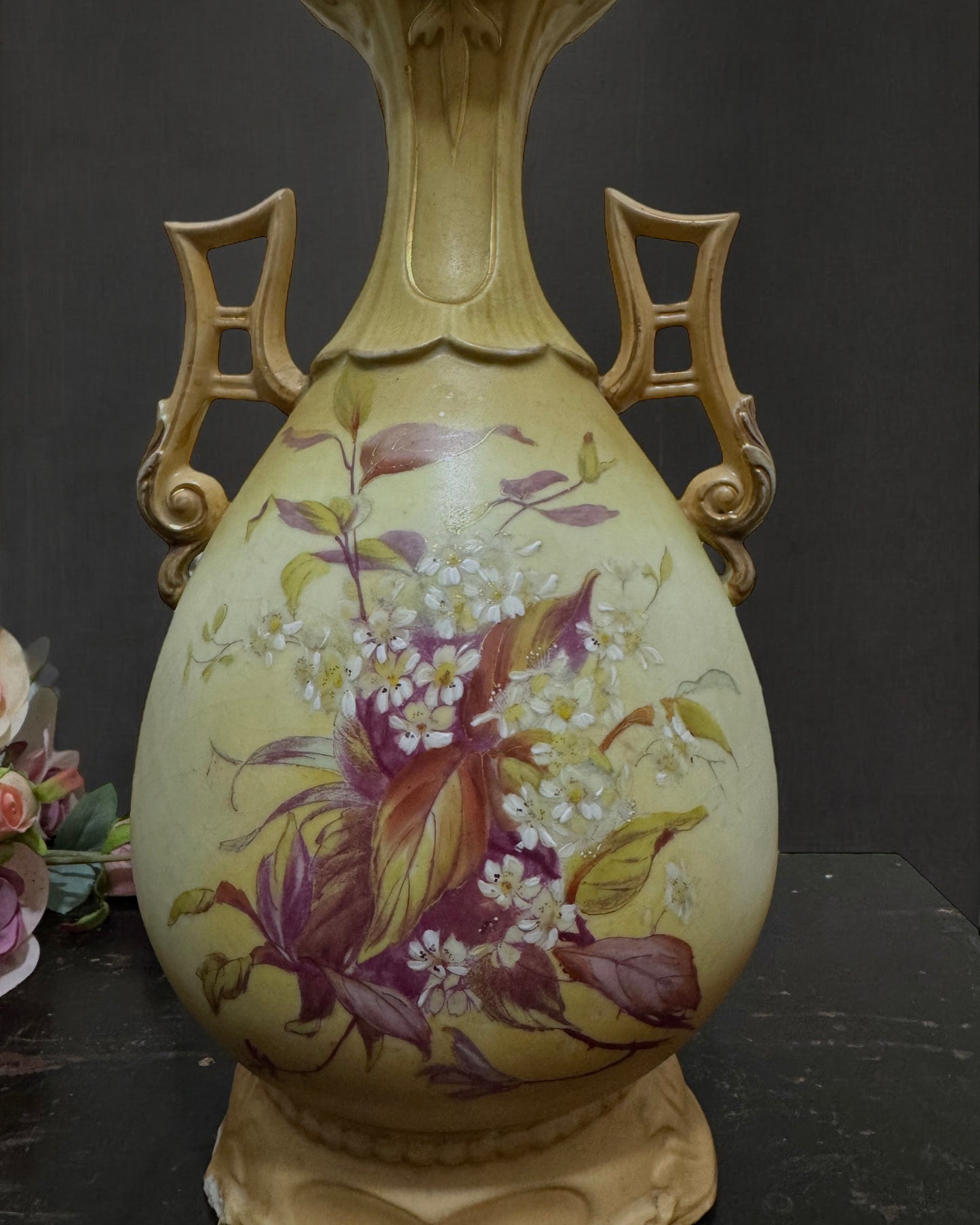 Antique Austrian Robert Hanke Porcelain Vase - Late Victorian/Early Art Nouveau, Hand-painted, circa 1900