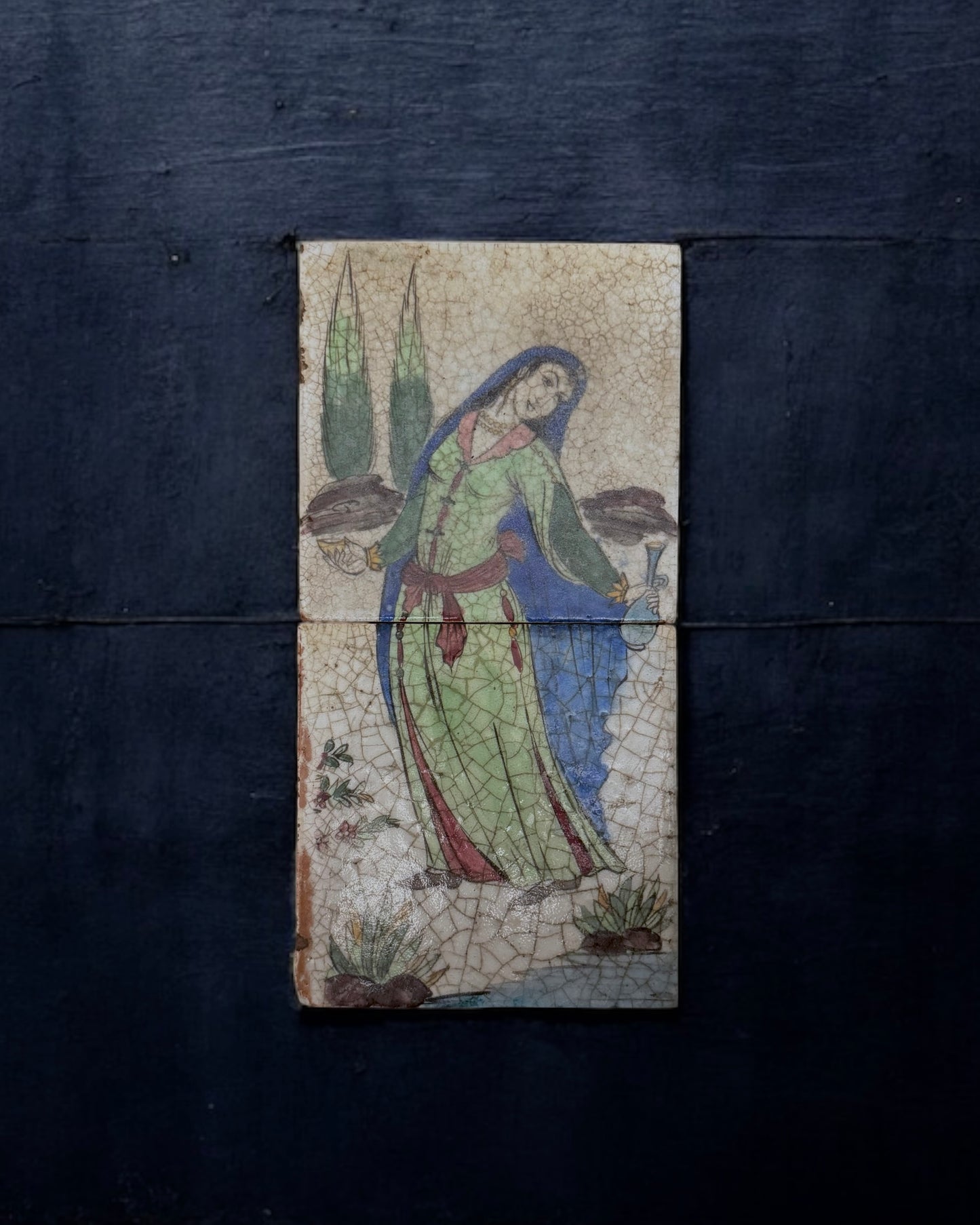 19th Century Persian Qajar Dynasty Pictorial Tile Set - Handmade & Hand-painted, Iran, mid-19th century