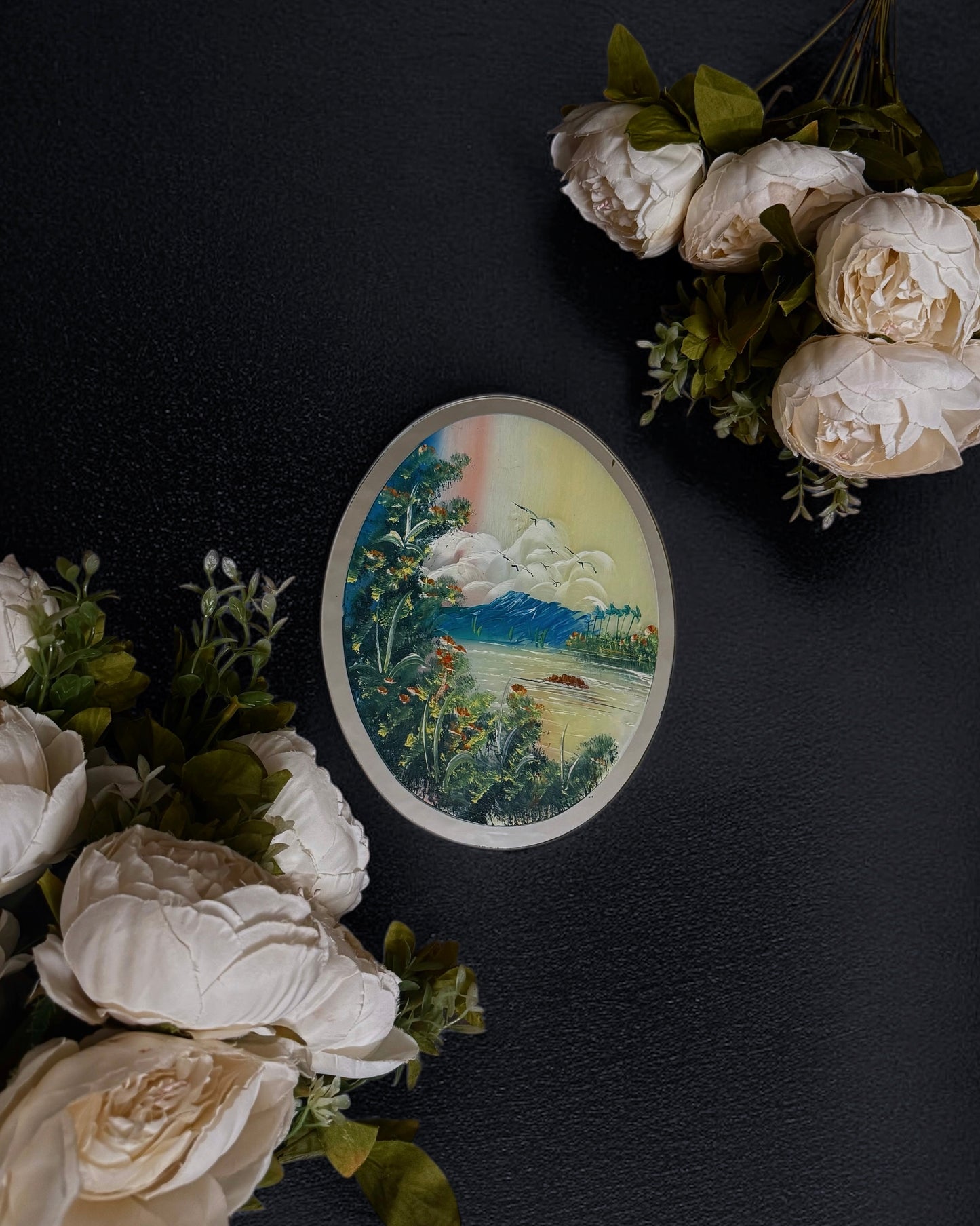 “Recuerdo de Tenerife” - Vintage Spanish Mirror Painting - Souvenir from Tenerife Island