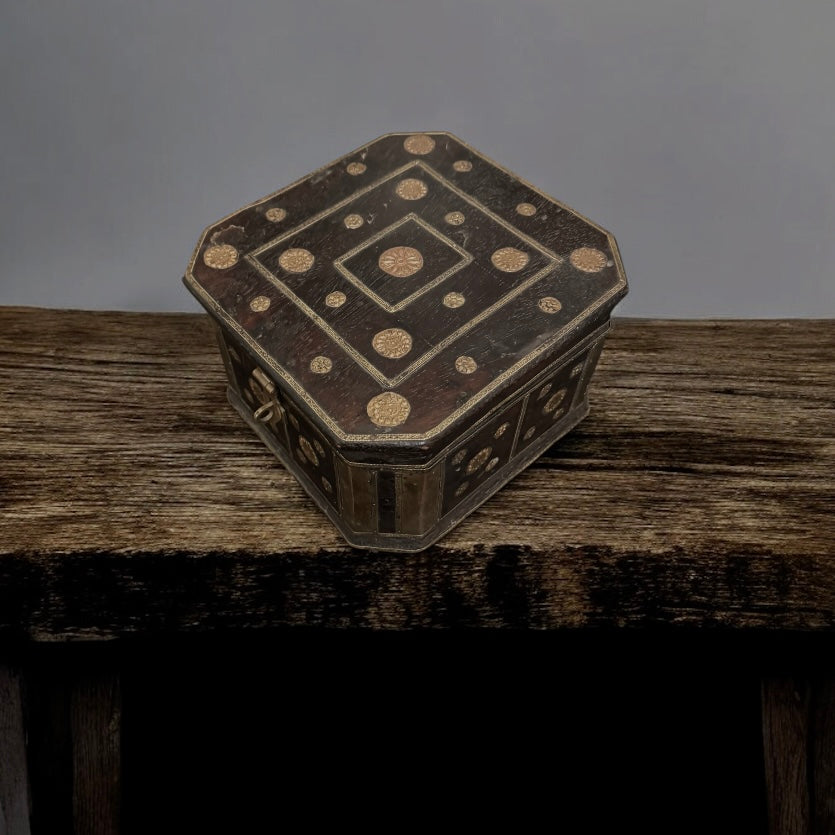 19th Century Himalayan Brass-Mounted Wooden Chest