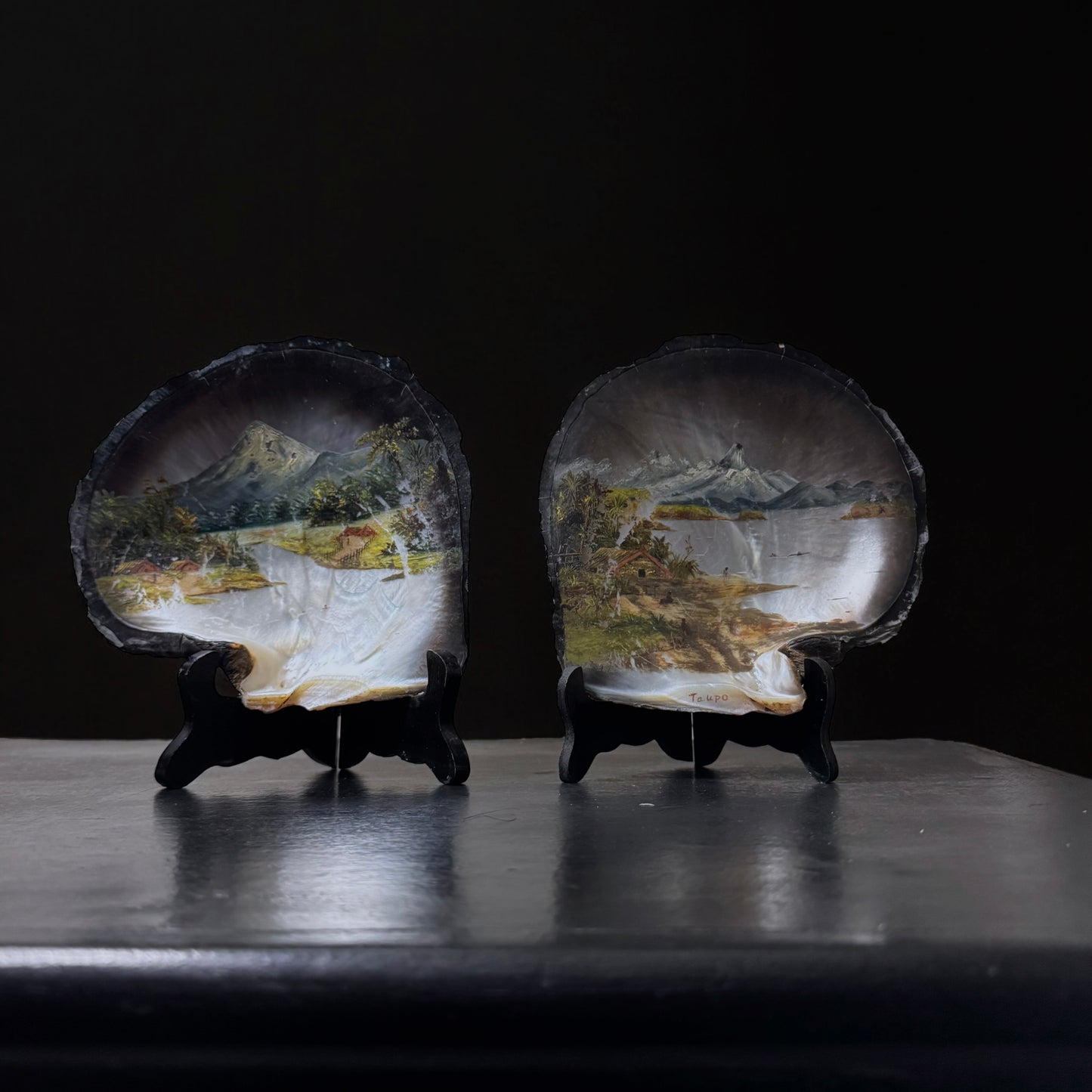 Antique 19th Century Hand-Painted Mother of Pearl Shells - Lake Taupō