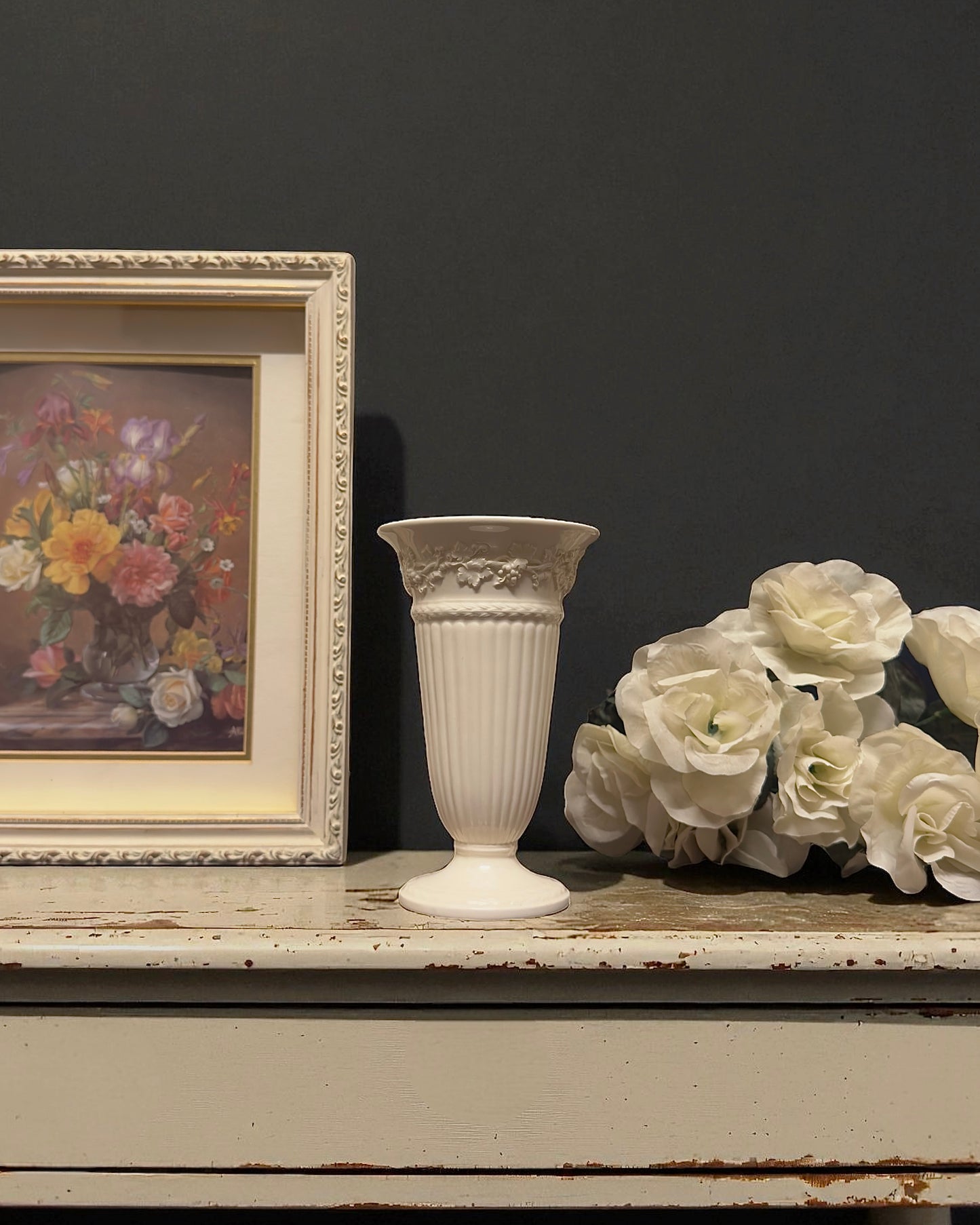 Wedgwood Embossed Queen’s Ware Vase, Etruria and Barlaston, England, c.1949