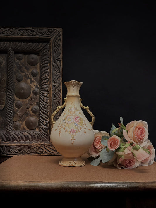 English Crown Devon “Spring” Pattern Hand-Painted Vase, Fielding & Co., Stoke-on-Trent, circa 1910s