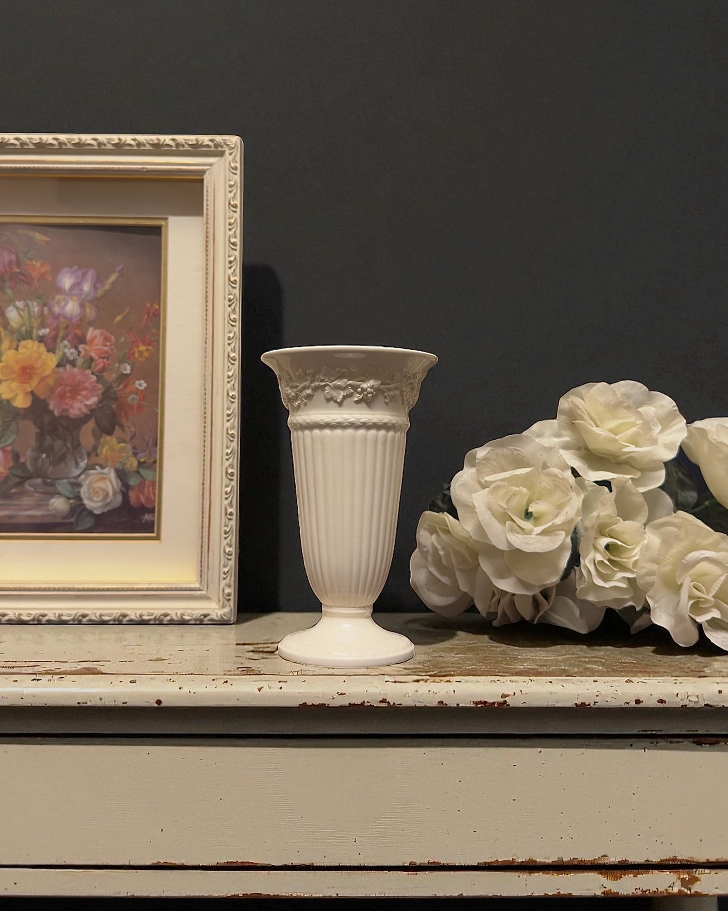 Wedgwood Embossed Queen’s Ware Vase, Etruria and Barlaston, England, c.1949