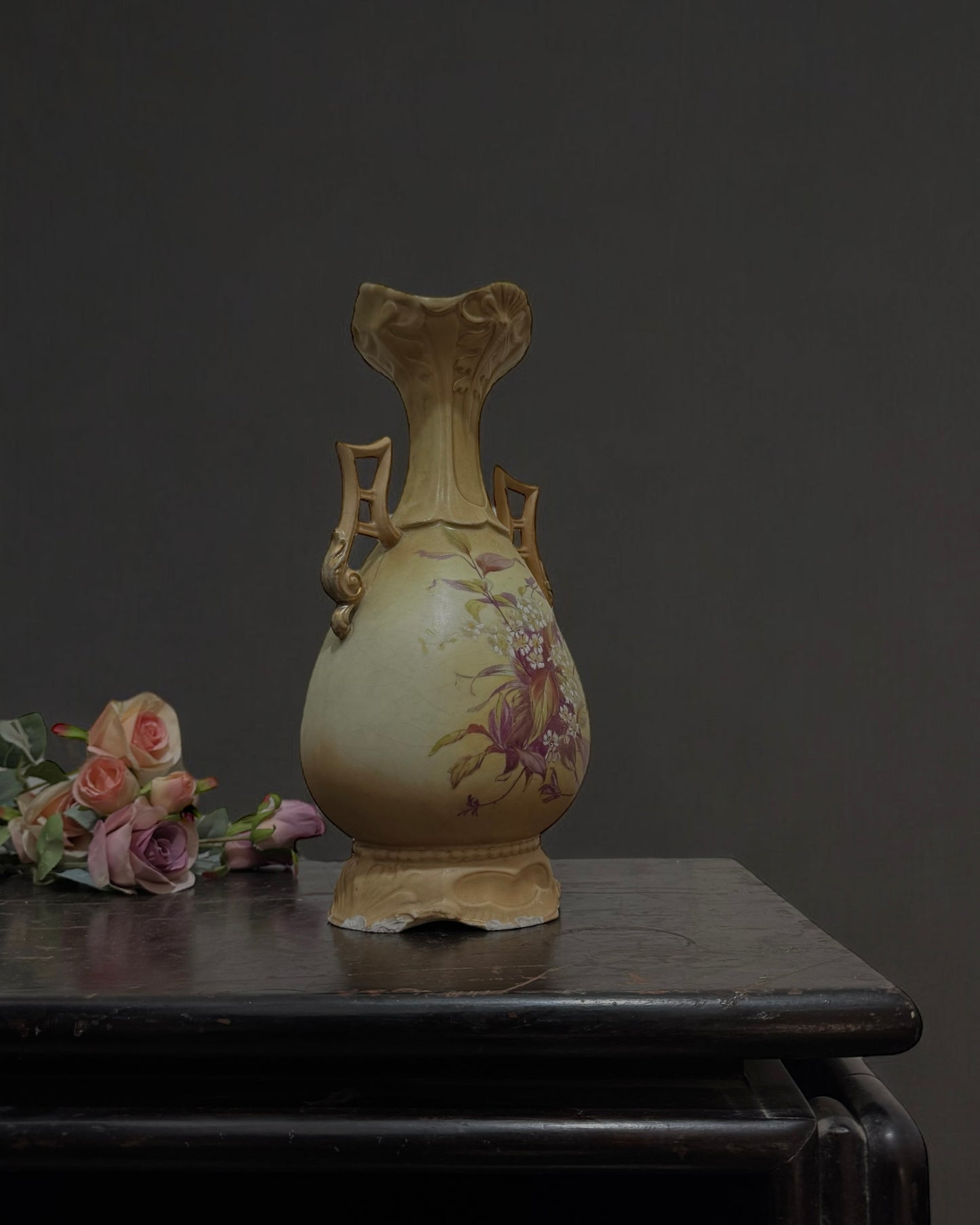 Antique Austrian Robert Hanke Porcelain Vase - Late Victorian/Early Art Nouveau, Hand-painted, circa 1900