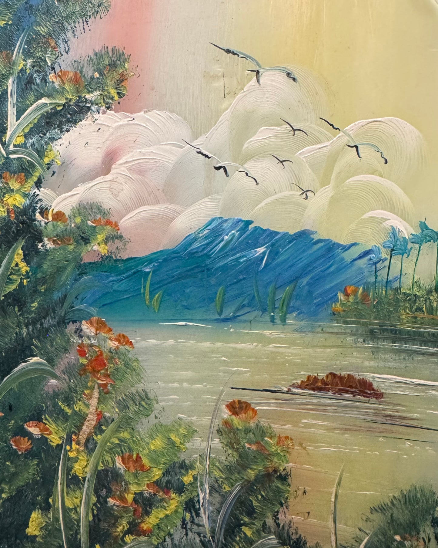 “Recuerdo de Tenerife” - Vintage Spanish Mirror Painting - Souvenir from Tenerife Island