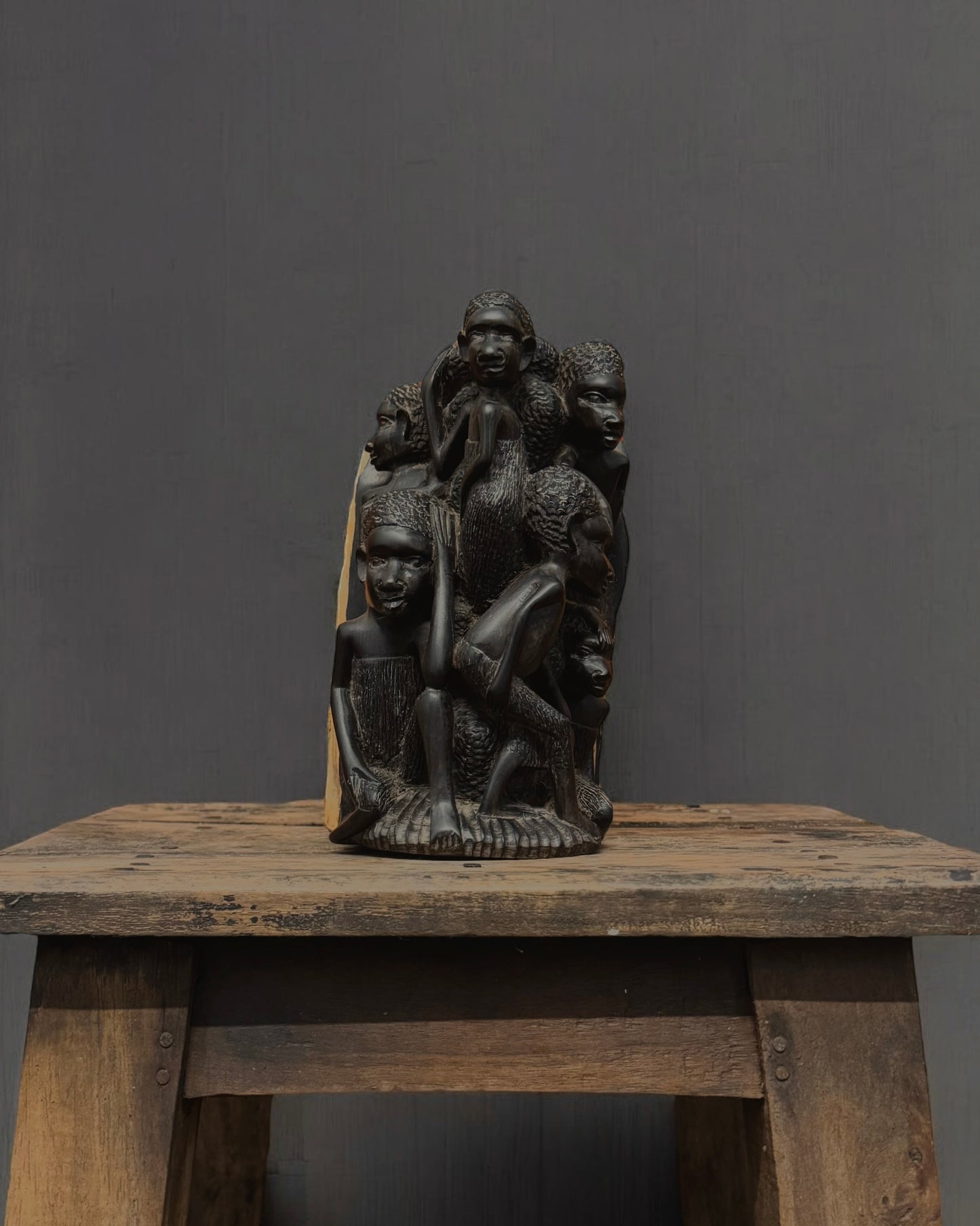 African Ebony “Tree of Life” Hand-Carved Sculpture