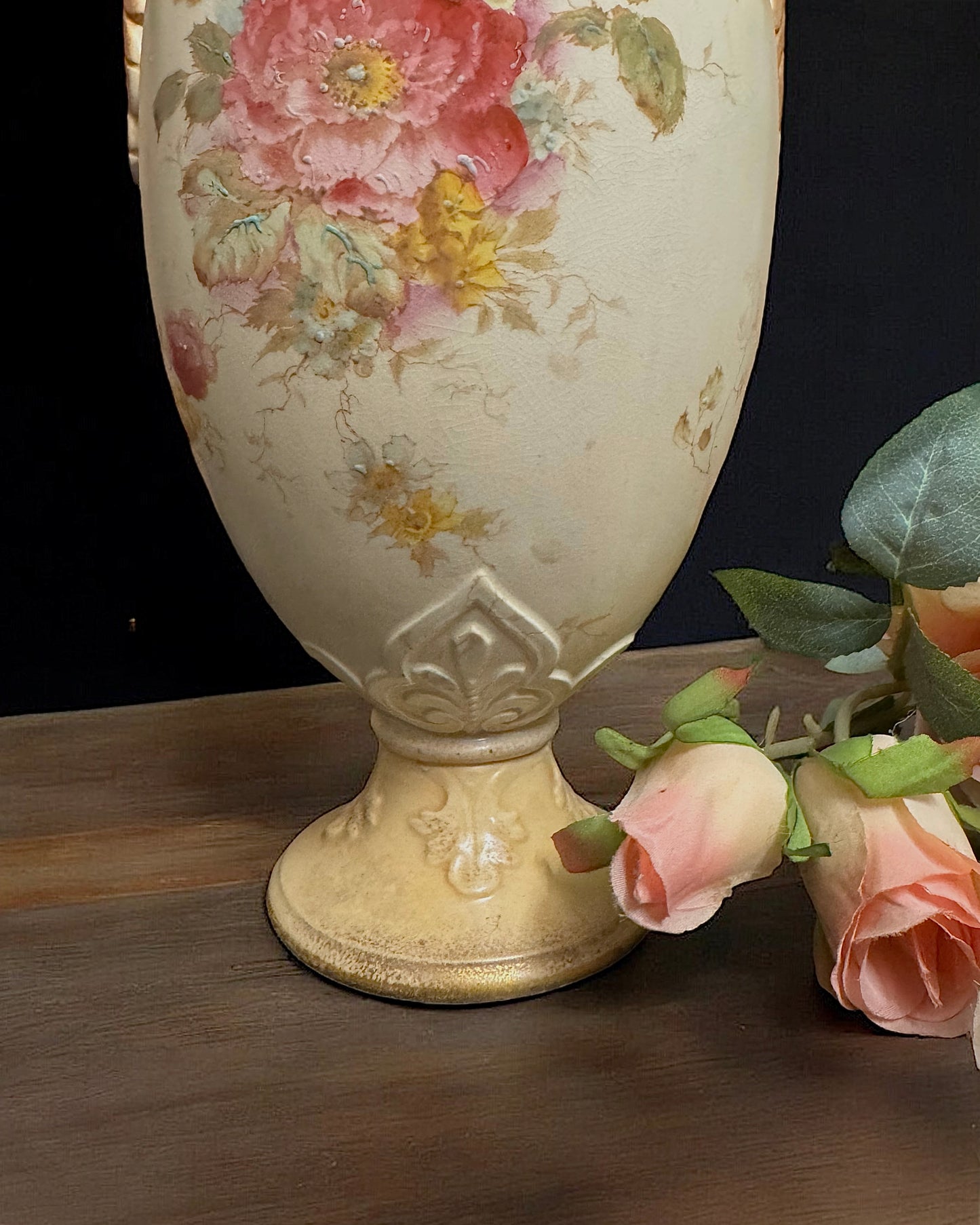 19th Century Victorian Hand-Painted Earthenware English Vase, c.1870-1890