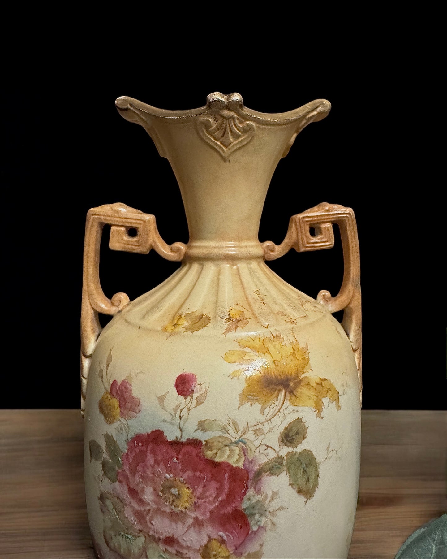 19th Century Victorian Hand-Painted Earthenware English Vase, c.1870-1890