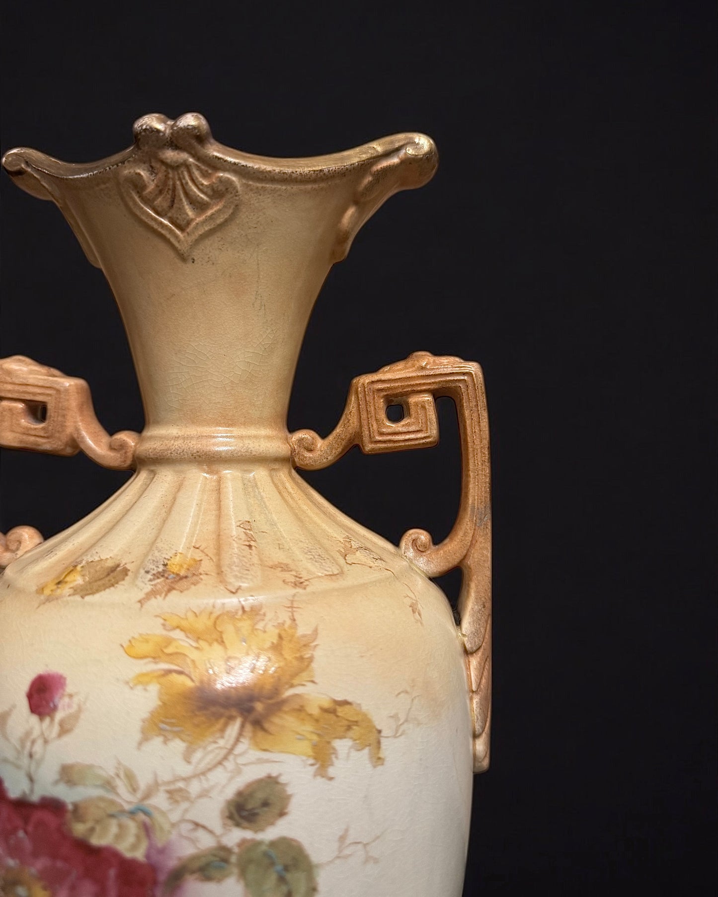 19th Century Victorian Hand-Painted Earthenware English Vase, c.1870-1890