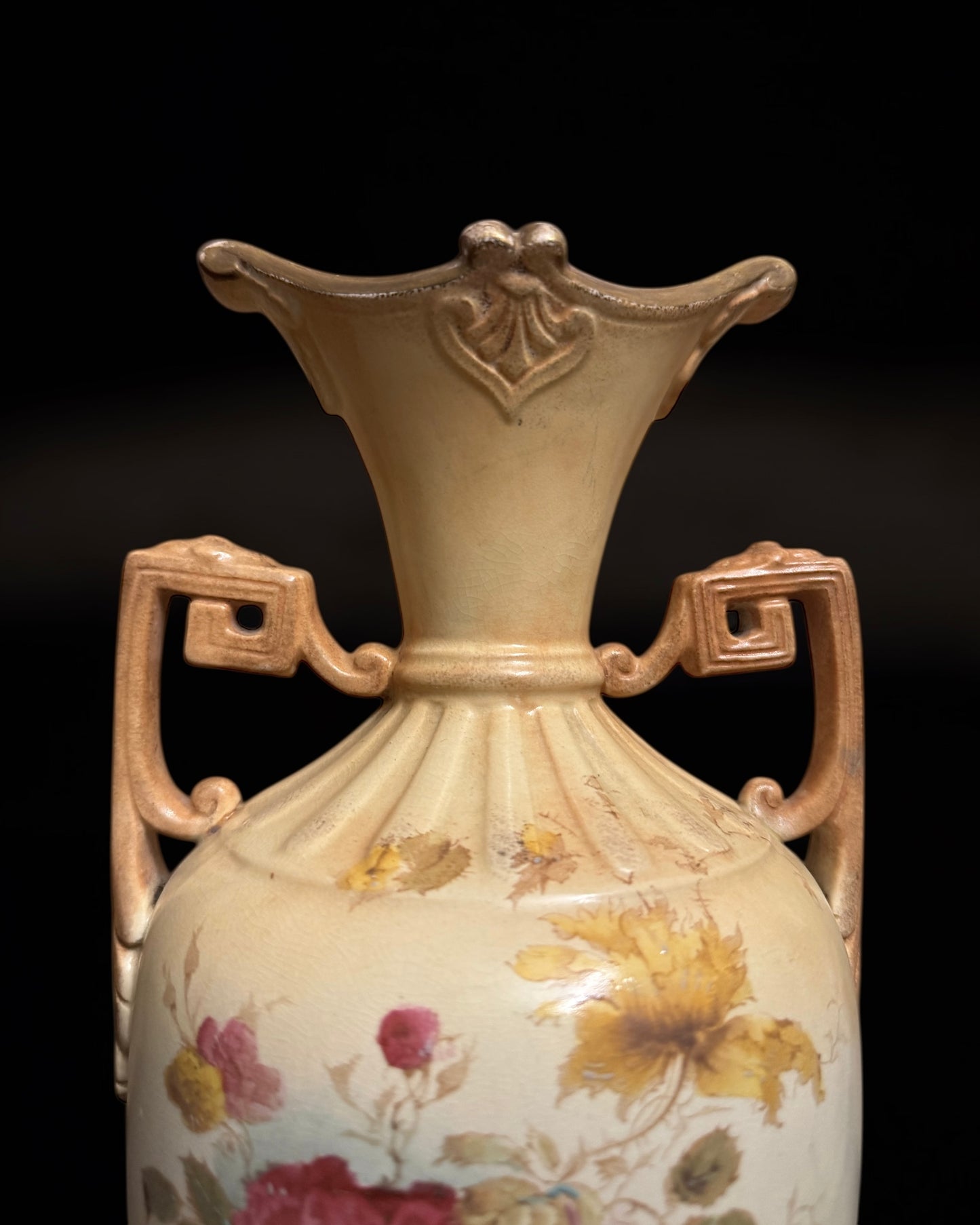 19th Century Victorian Hand-Painted Earthenware English Vase, c.1870-1890