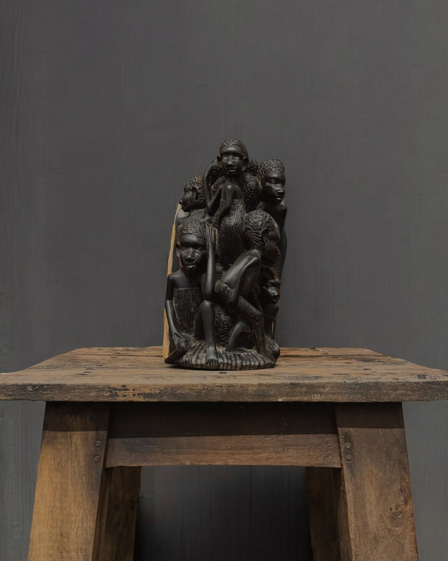 African Ebony “Tree of Life” Hand-Carved Sculpture
