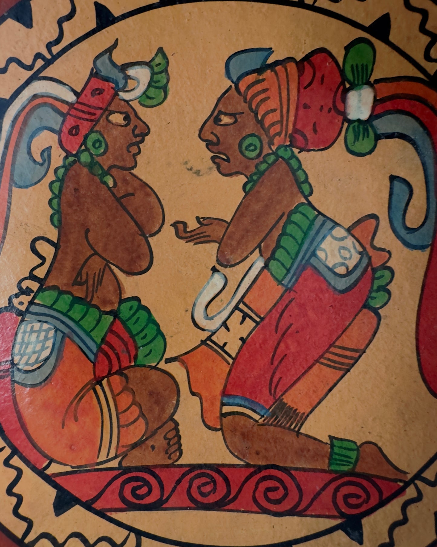 Mexican Mayan Aztec Folk Art Pottery Plate