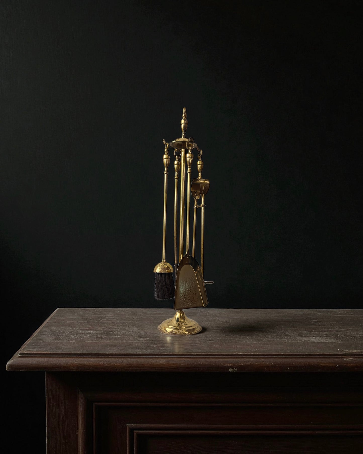 Mid-20th Century French Neoclassical Brass Fireplace Stand - Five Piece Set