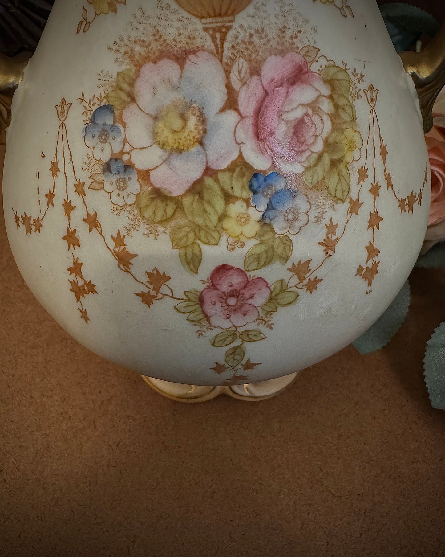 English Crown Devon “Spring” Pattern Hand-Painted Vase, Fielding & Co., Stoke-on-Trent, circa 1910s