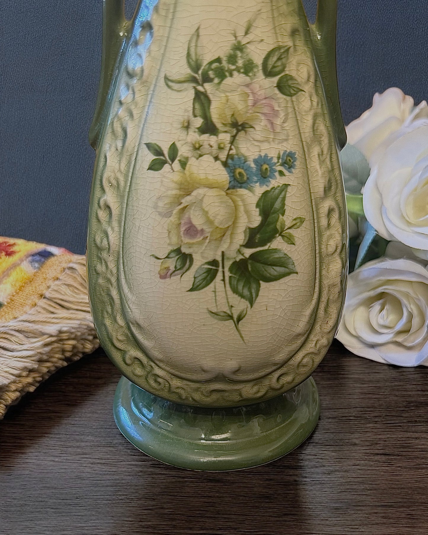 Rockingham-Revival English Earthenware Vase, Early-Mid century (c. 1930-1950)