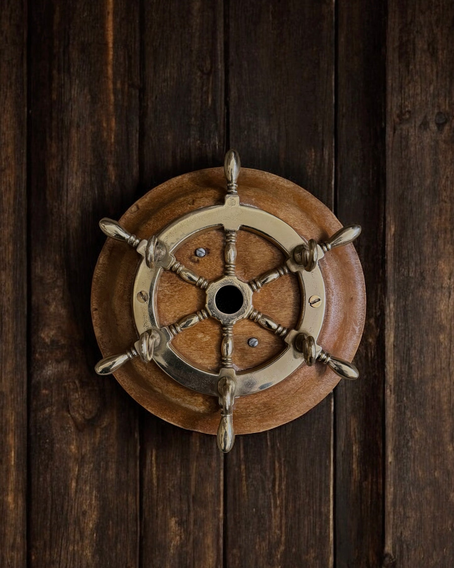 Vintage European Key Holder - Brass & Wood