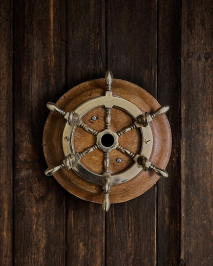 Vintage European Key Holder - Brass & Wood